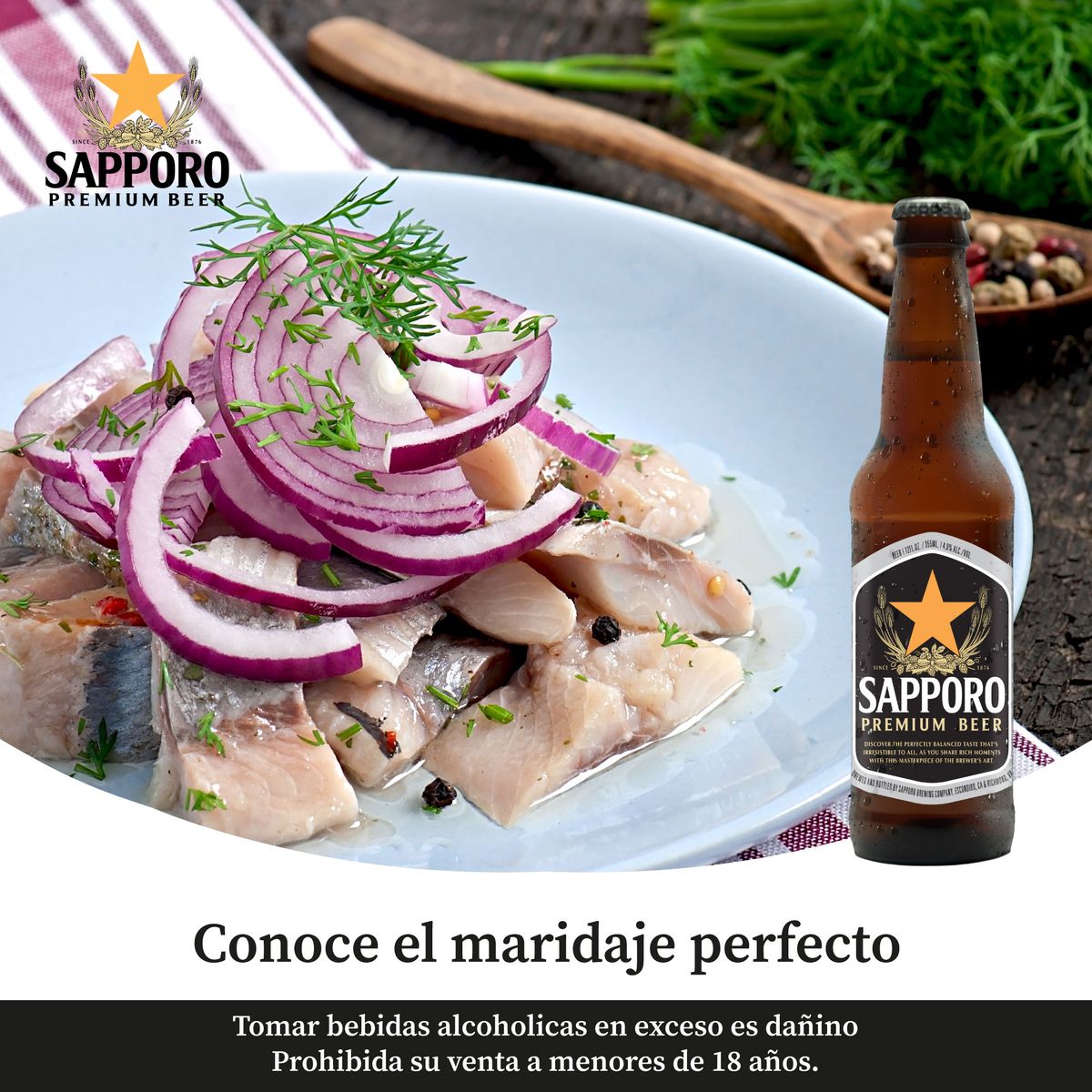 SAPPORO - Cerveza Sapporo Premium Lager Botella 355 mL