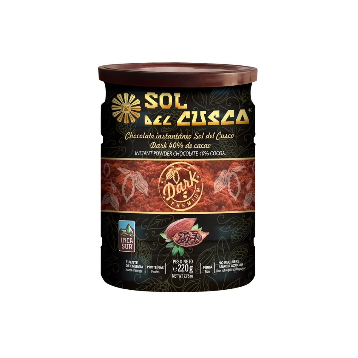 SOL DEL CUSCO - Chocolate Instantáneo Sol del Cusco Dark Envase 220 g