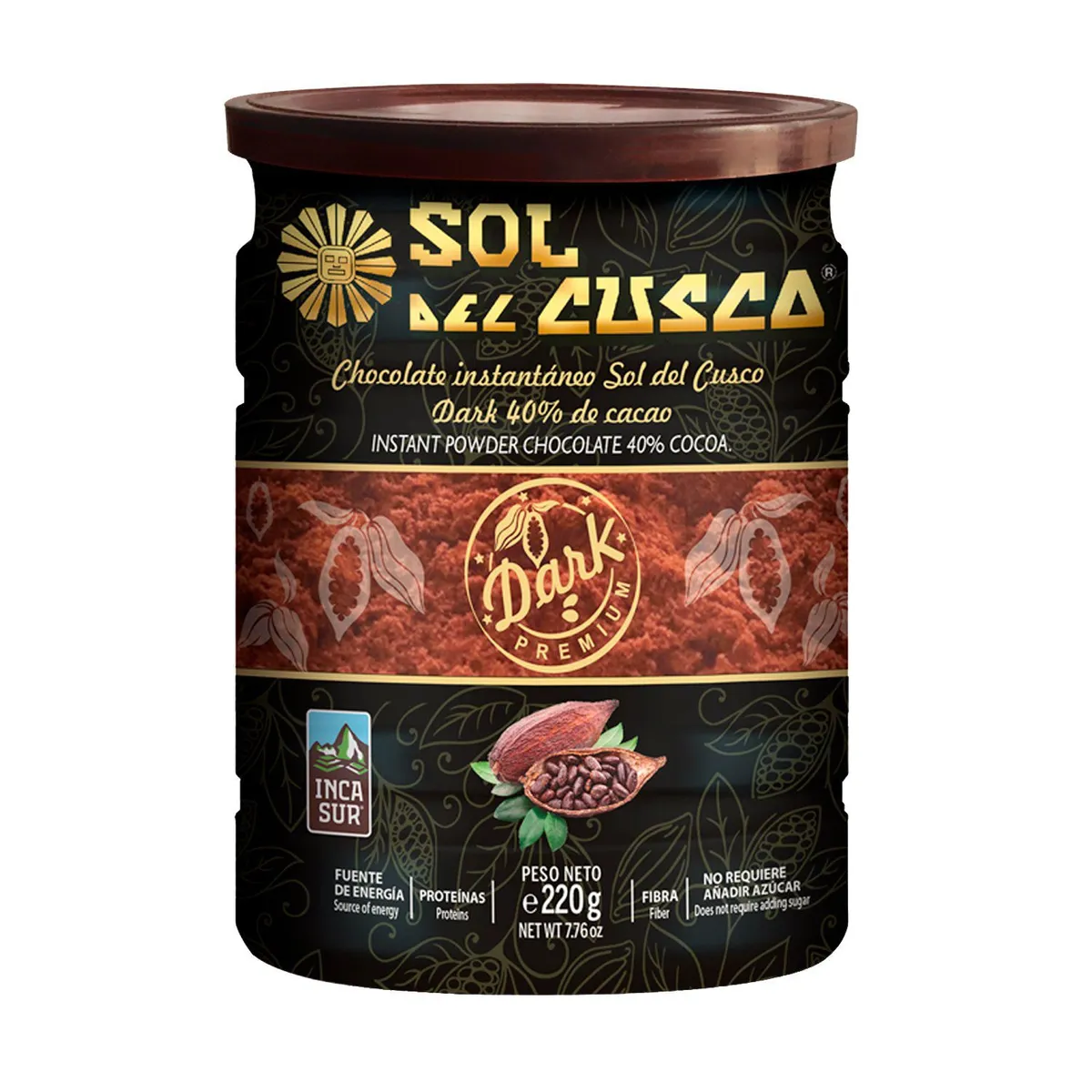 SOL DEL CUSCO - Chocolate Instantáneo Sol del Cusco Dark Lata 220 g