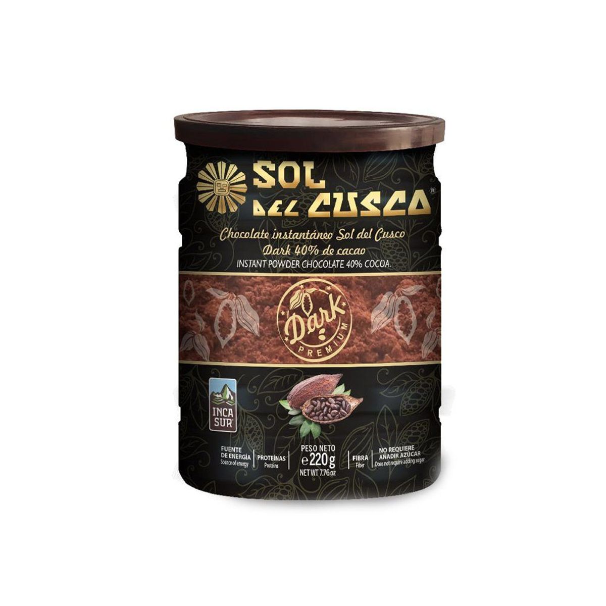 SOL DEL CUSCO - Chocolate Instantáneo Sol del Cusco Dark Lata 220 g