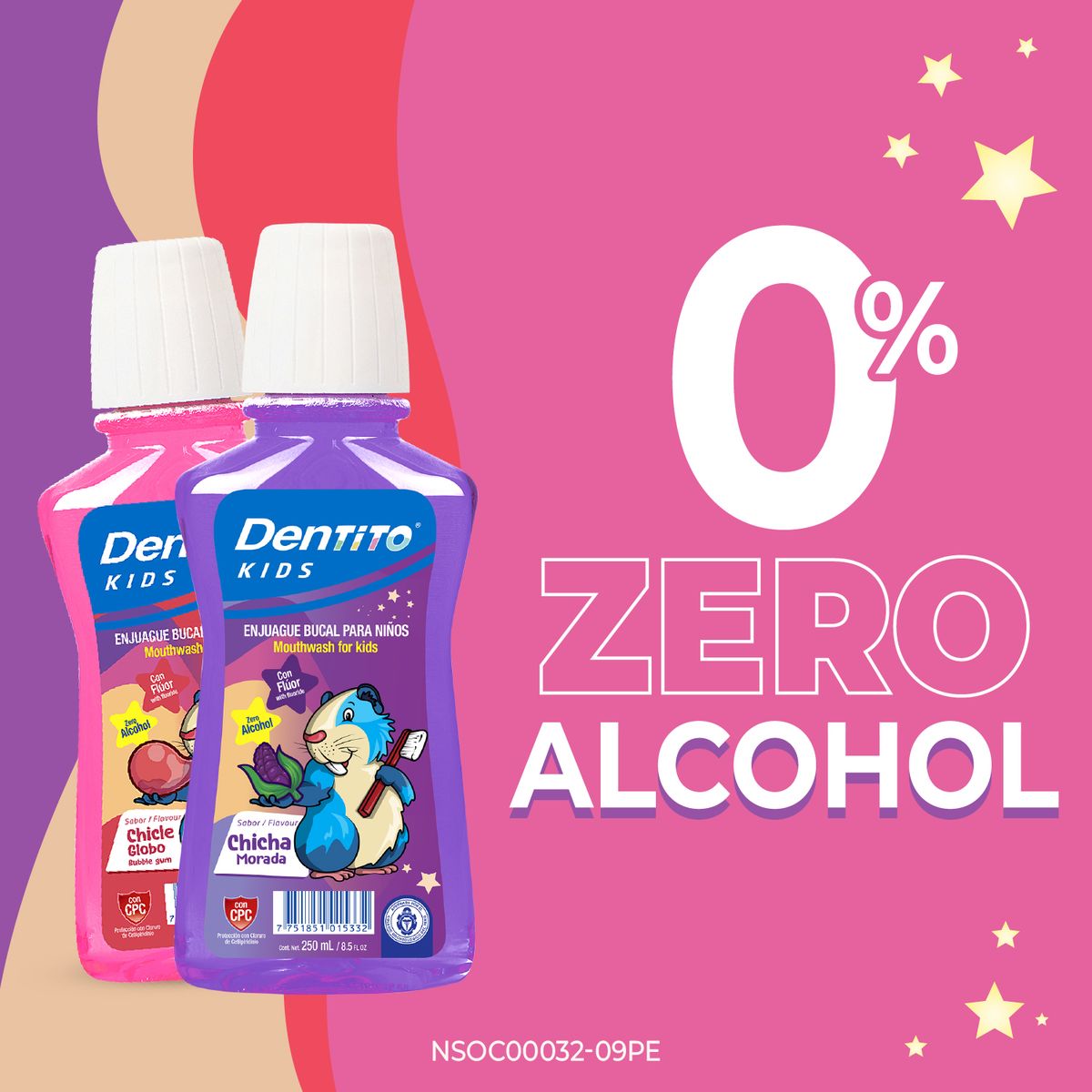 DENTO - Enjuague Bucal Dento Kids Chicha Morada Botella 250 mL