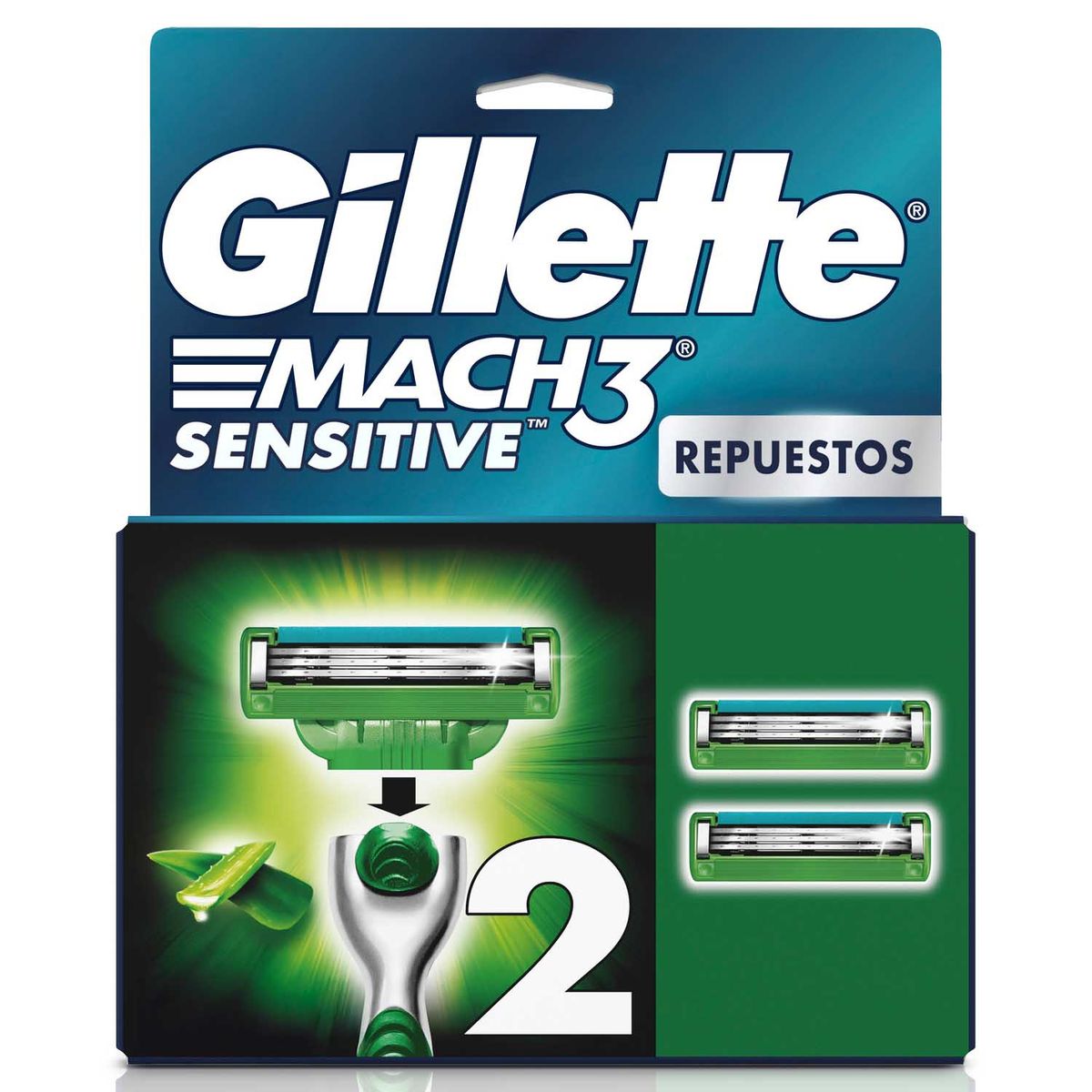 GILLETTE - Repuestos Gillette Mach3 Sensitive Caja 2 Und
