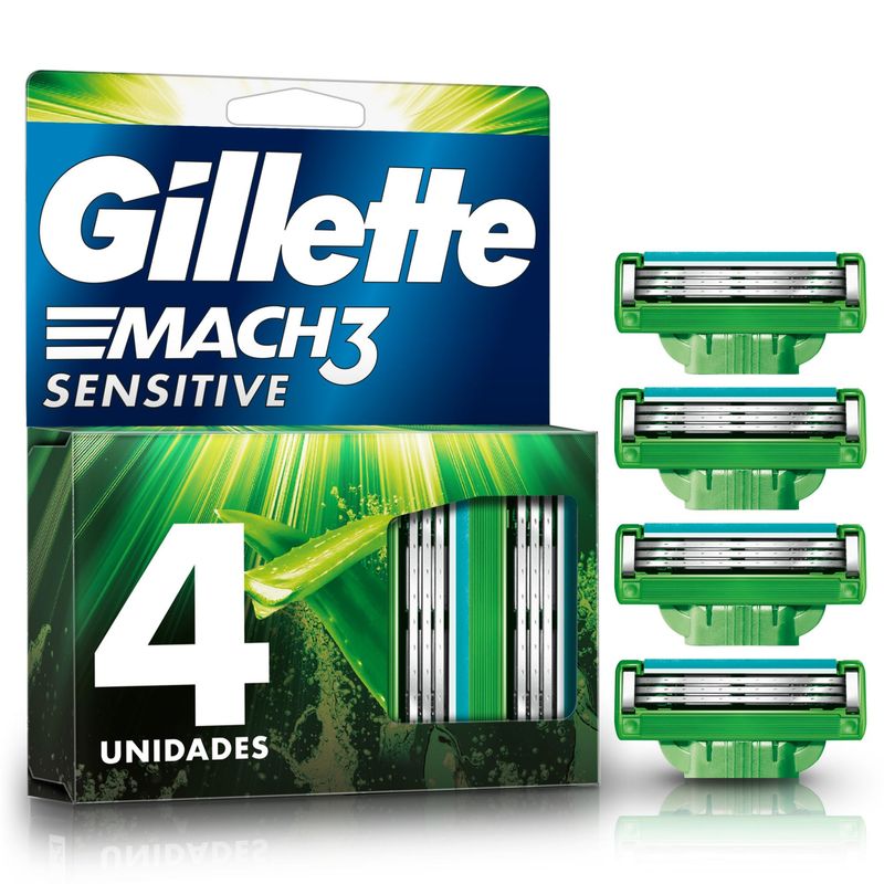 GILLETTE - Repuesto Máquina De Afeitar Gillette Mach3 Sensitive Caja 4 Und