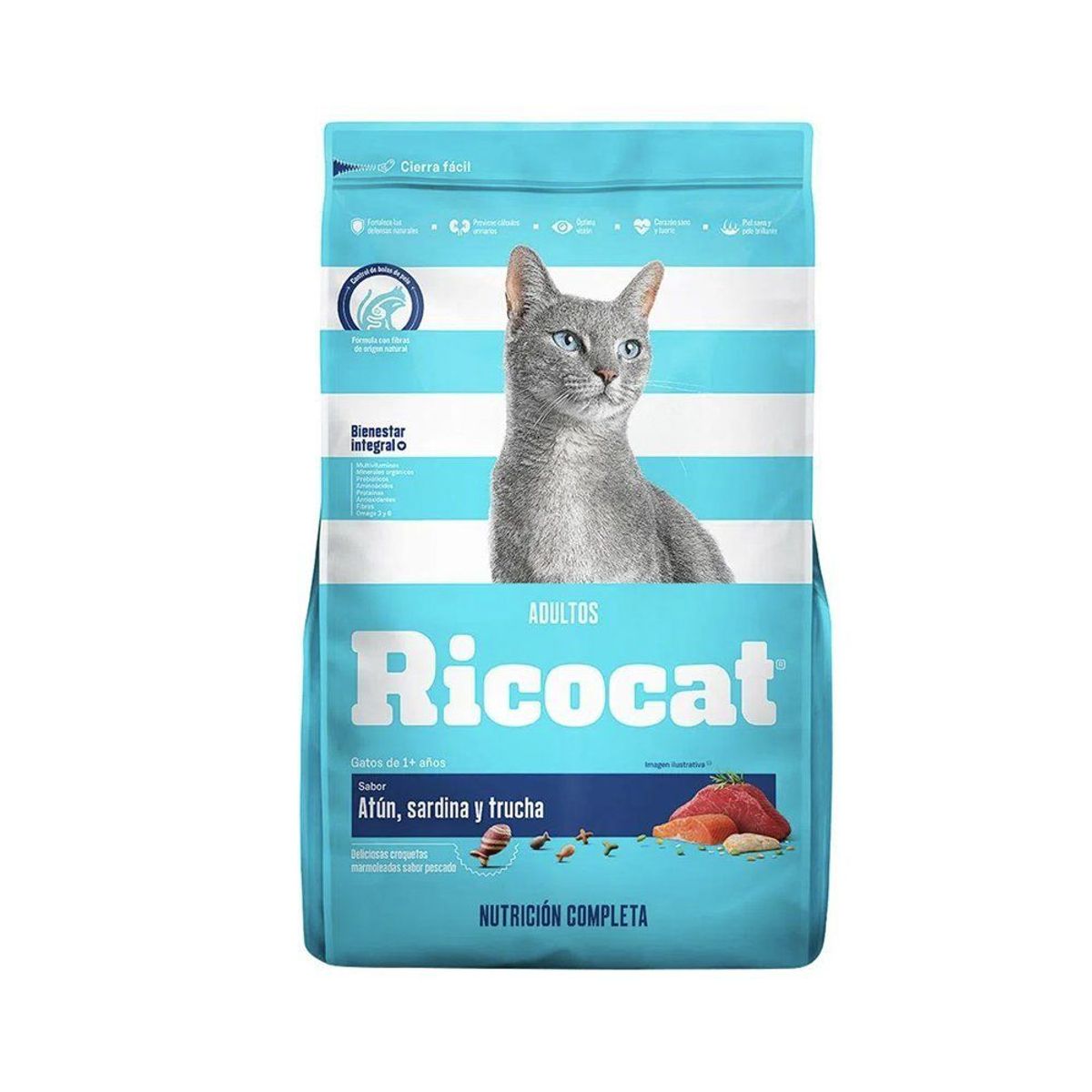 RICOCAT - Alimento Seco Gatos Adultos Ricocat Sardina y Trucha Bolsa 1 Kg