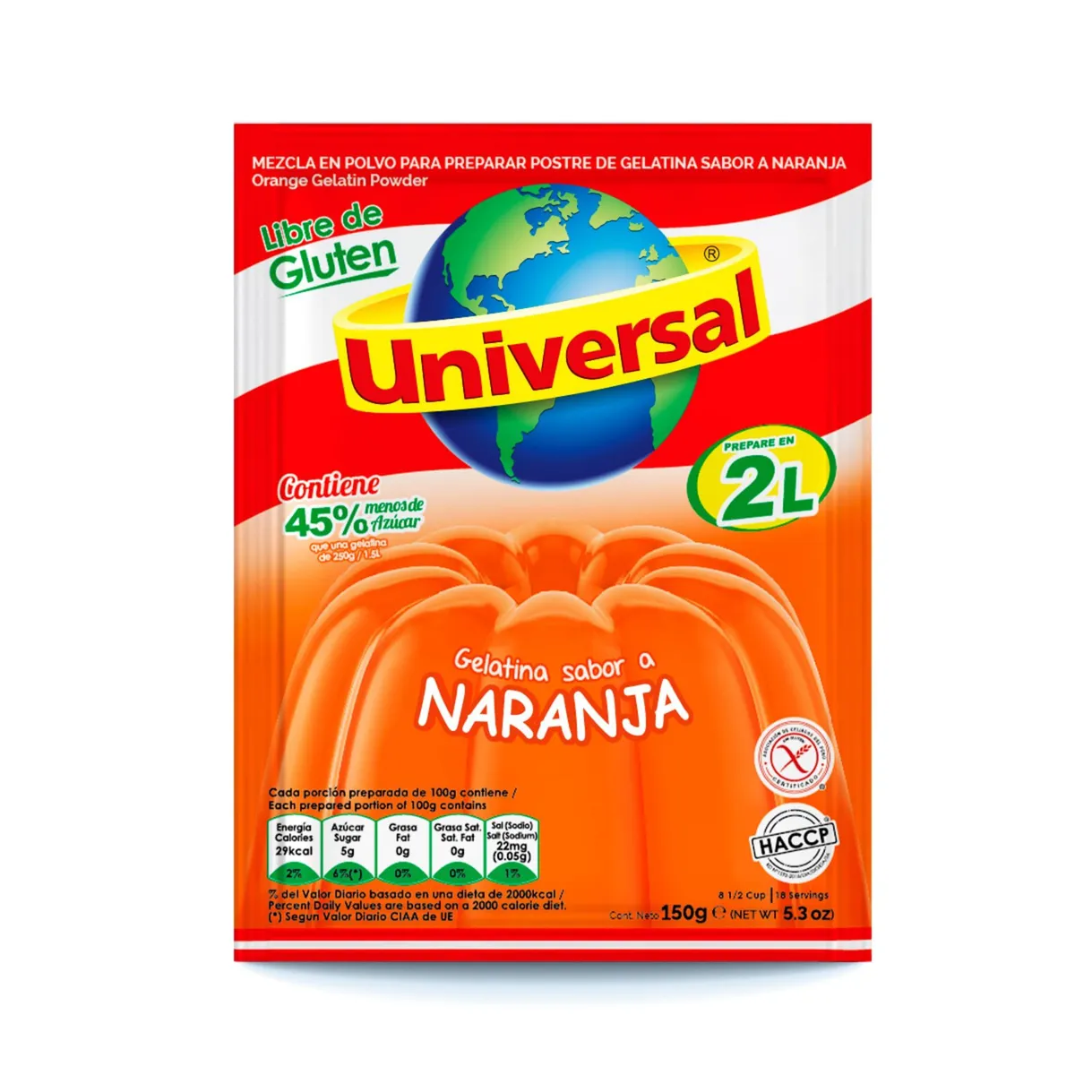 UNIVERSAL - Gelatina Universal Sabor a Naranja 150 g