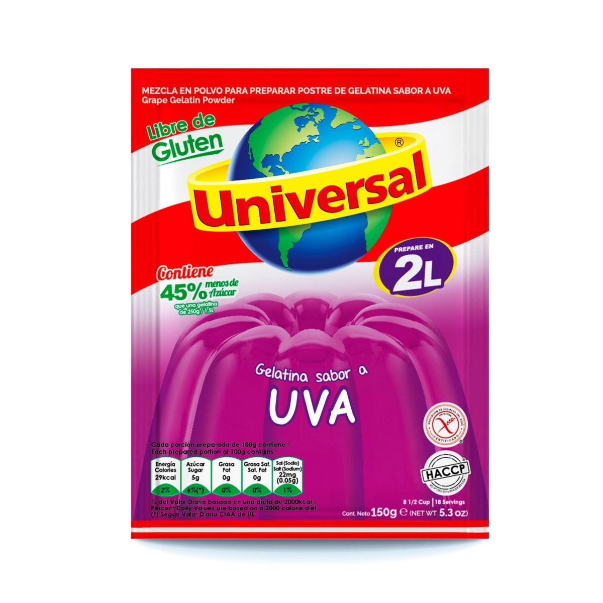UNIVERSAL - Gelatina Uva Universal x 150 g