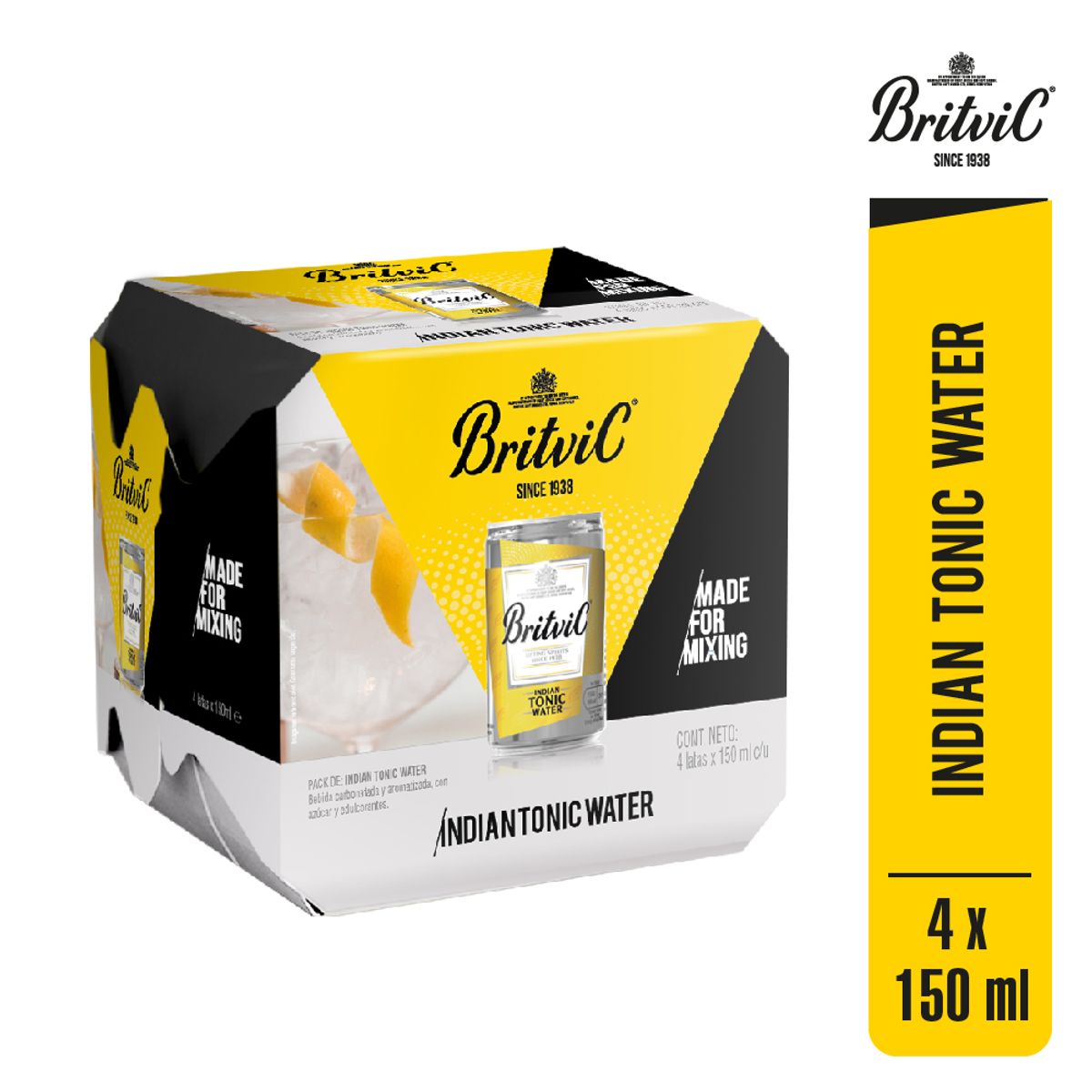 BRITVIC - Agua Tónica Britvic Pack 4 Latas 150 mL