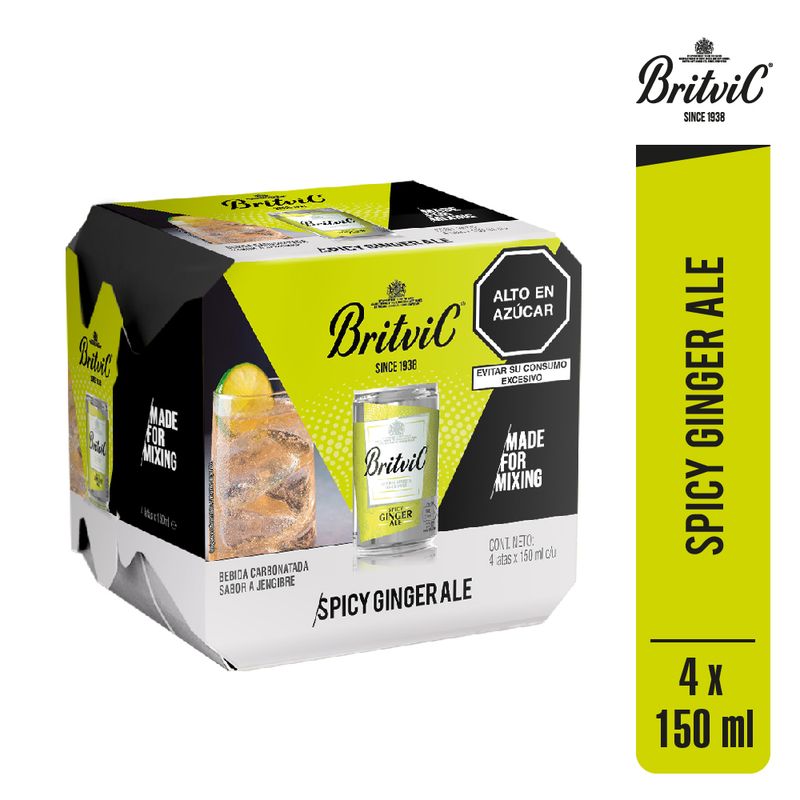 BRITVIC - Ginger Ale Britvic Pack 4 Latas 150 mL