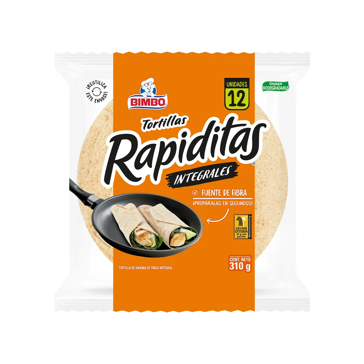 BIMBO - Tortillas Bimbo Rapiditas Integrales Bolsa 12 Und