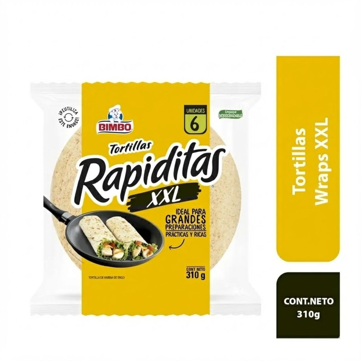 BIMBO - Tortillas Bimbo Rapiditas Wraps XXL Bolsa 6 Und