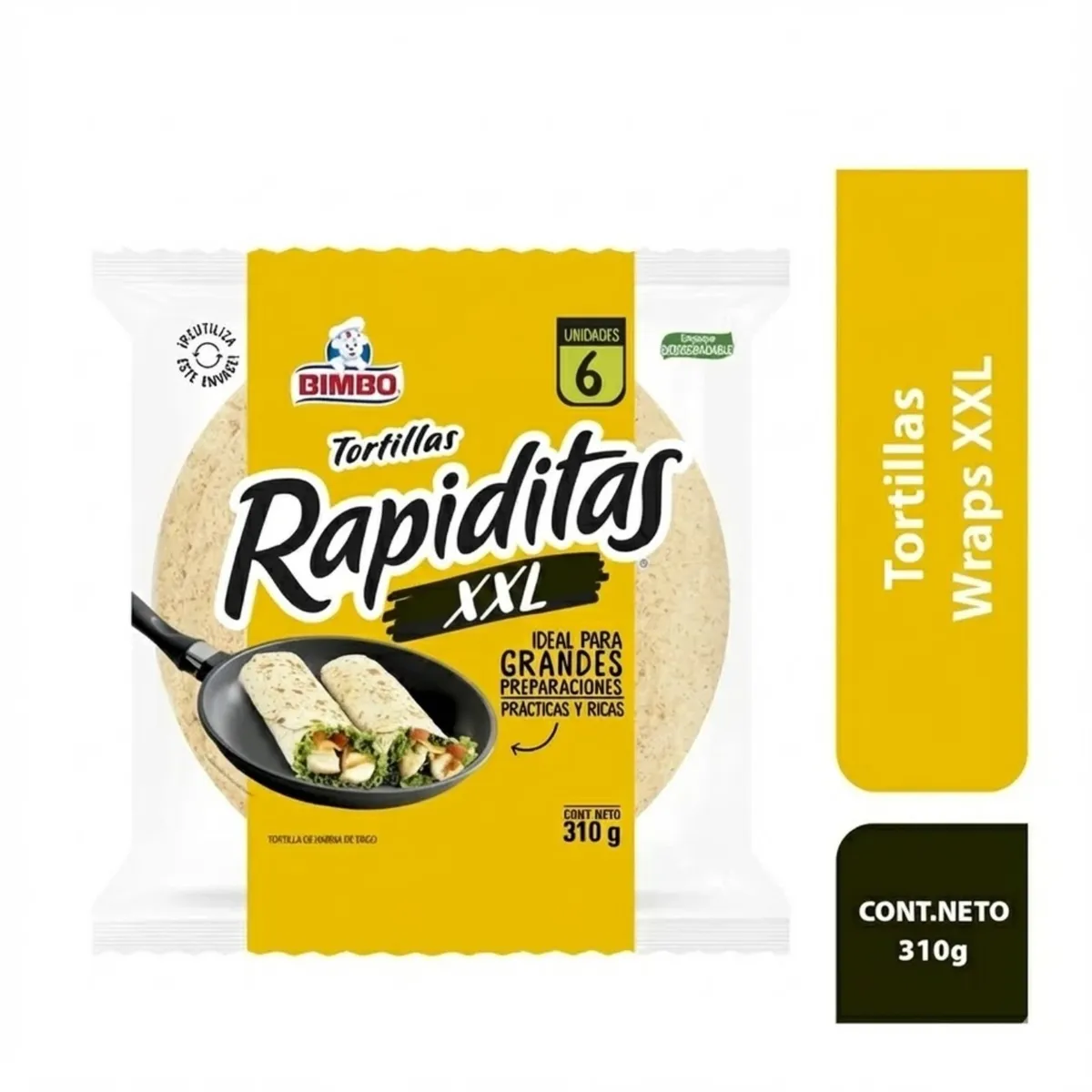 BIMBO - Tortillas Bimbo Rapiditas Wraps XXL Bolsa 6 Und