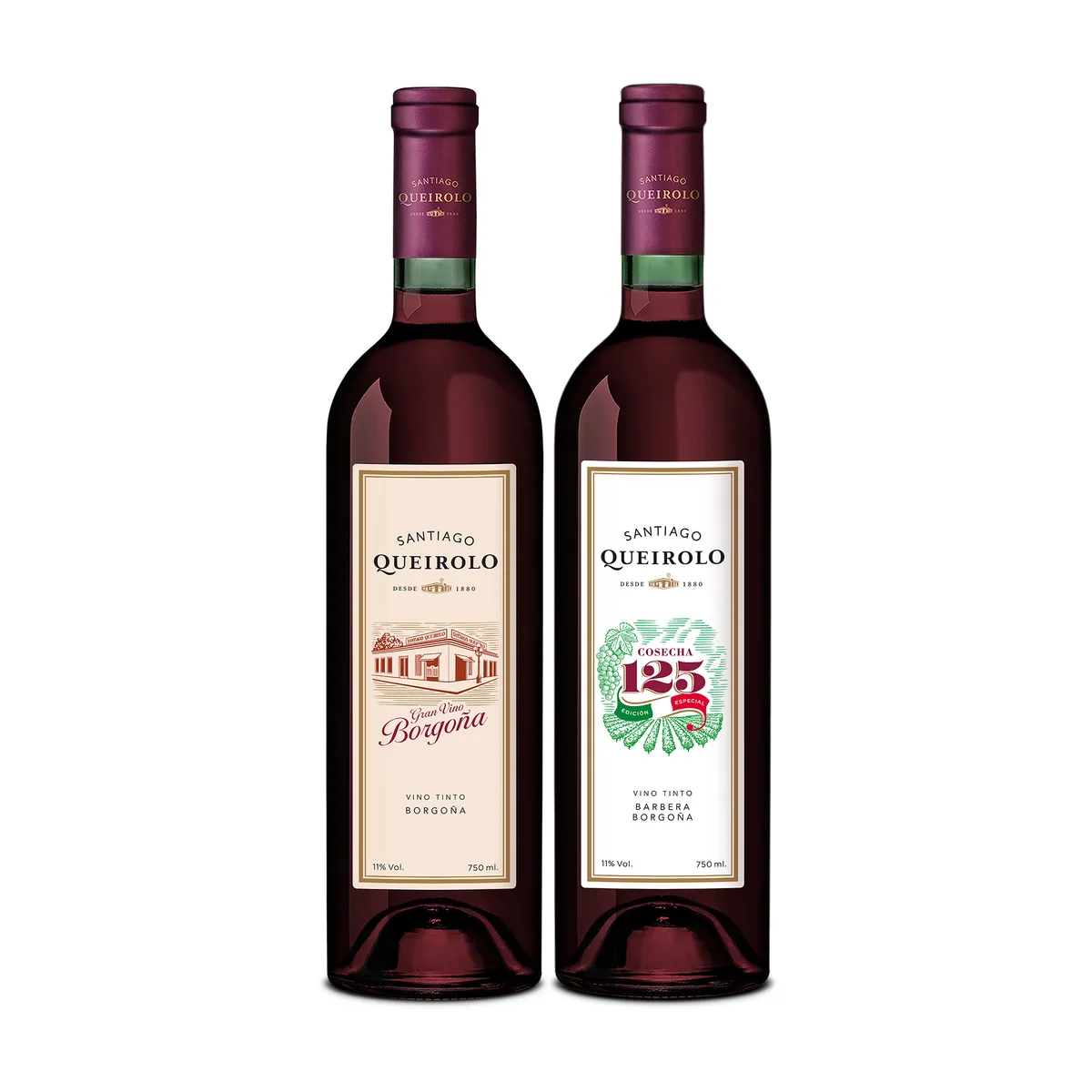 SANTIAGO QUEIROLO - Vino Santiago Queirolo Borgoña Pack 2 Botellas 750 mL