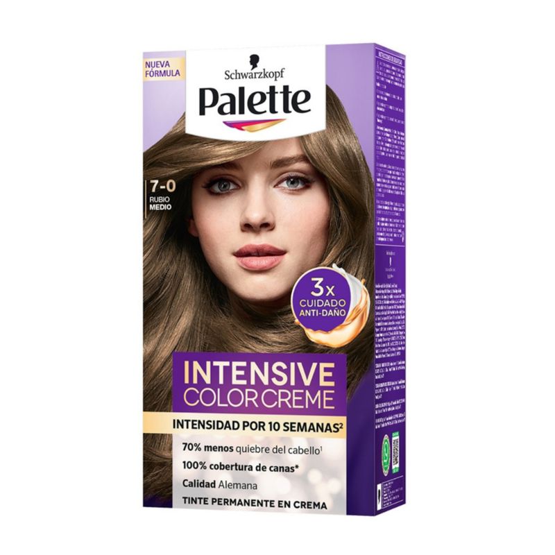 PALETTE - Kit Tinte Capilar Palette Tono Rubio Medio 7 0 Tratamiento Fijador De Color
