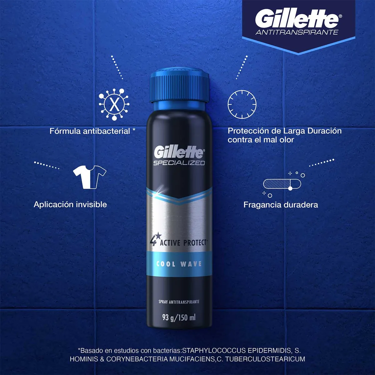GILLETTE - Antitranspirante en Spray Gillette Cool Wave Lata 150 mL