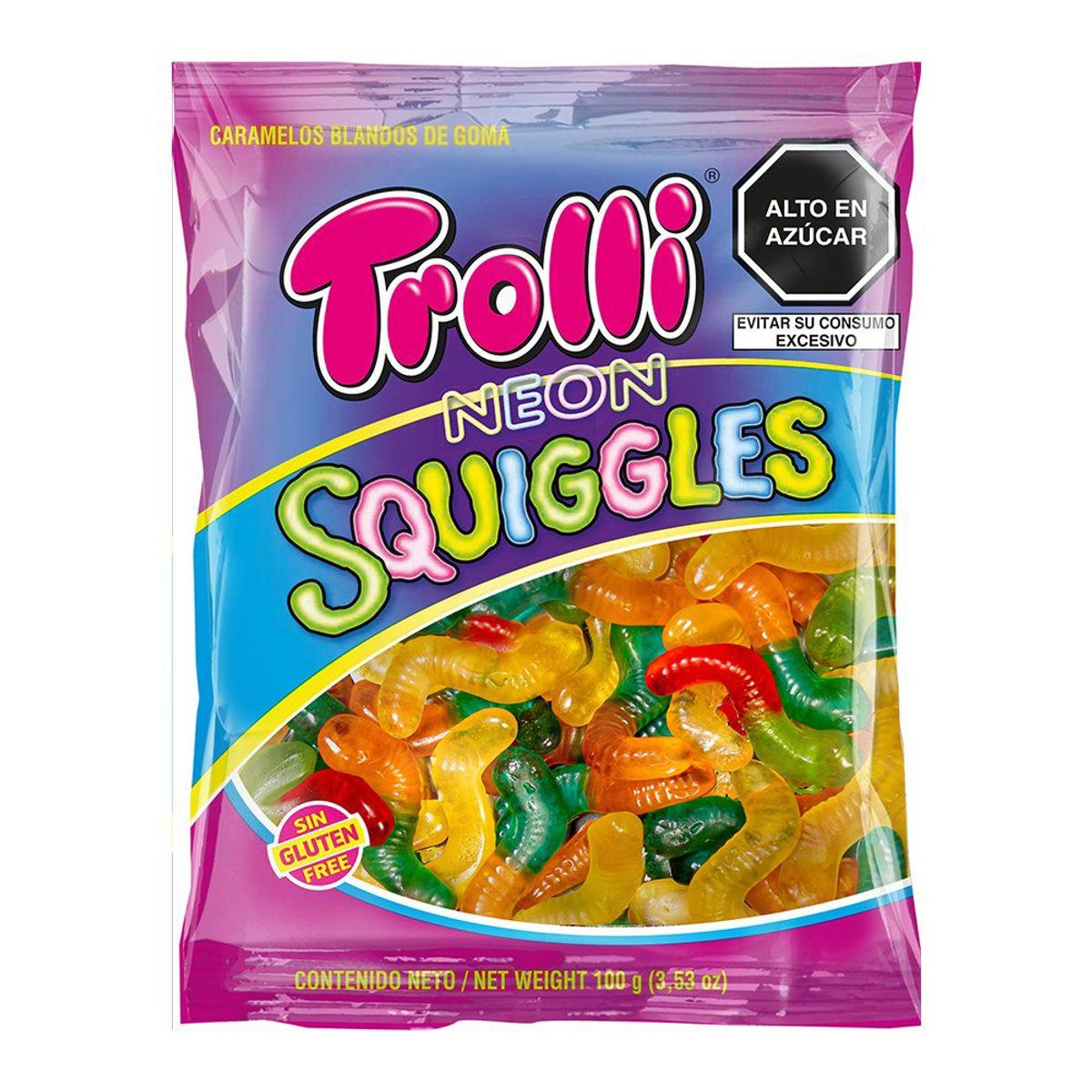 TROLLI - Caramelos Trolli Neón Squiggles Bolsa 100 g