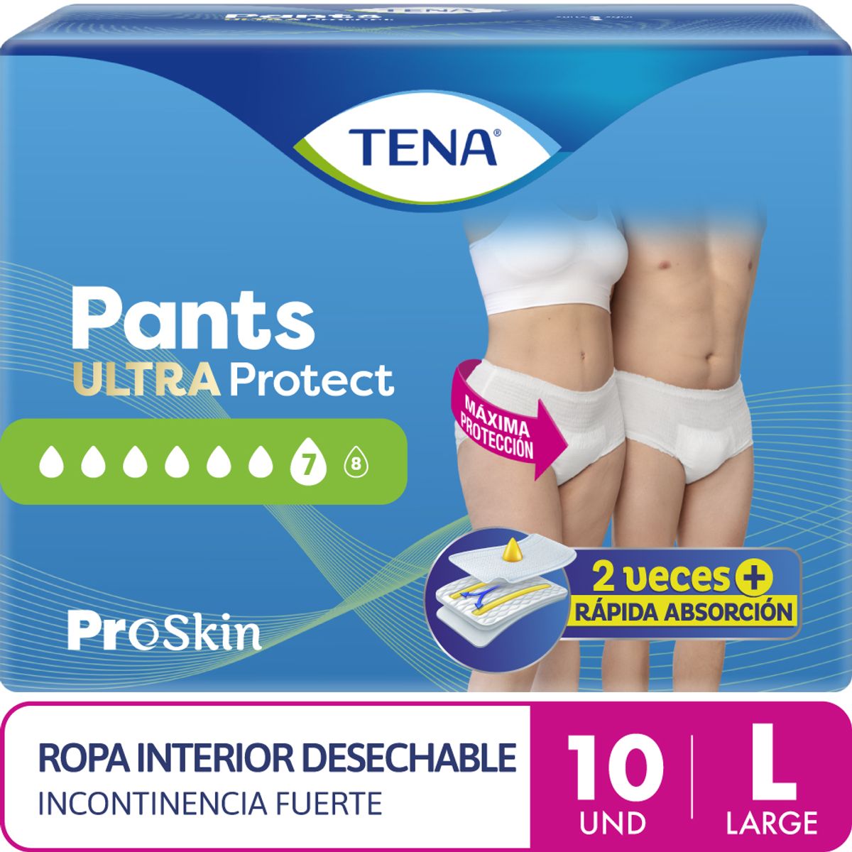 TENA - Pañal para Adulto Tena Pants Ultra Talla L Empaque 10 Und
