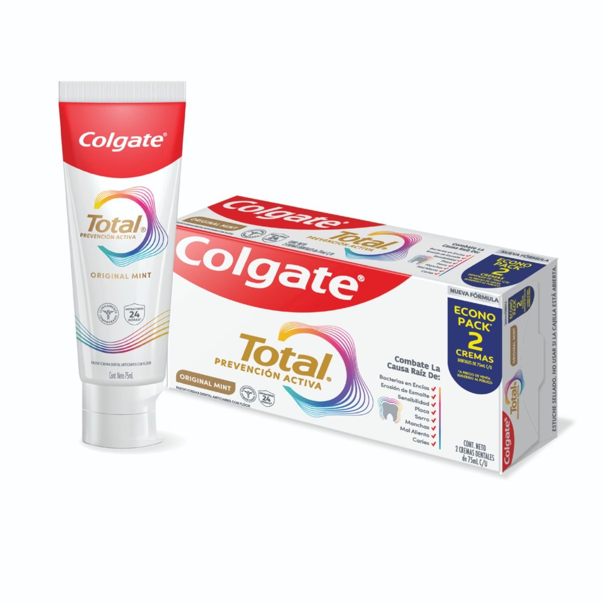 COLGATE - Crema Dental Colgate Total Original Mint Prevención Activa Caja 2 Und