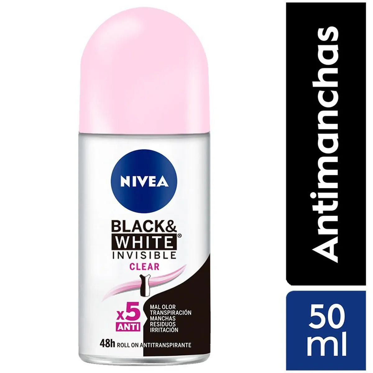 NIVEA - Desodorante Roll On Nivea Invisible B&W Mujer Envase 50 mL