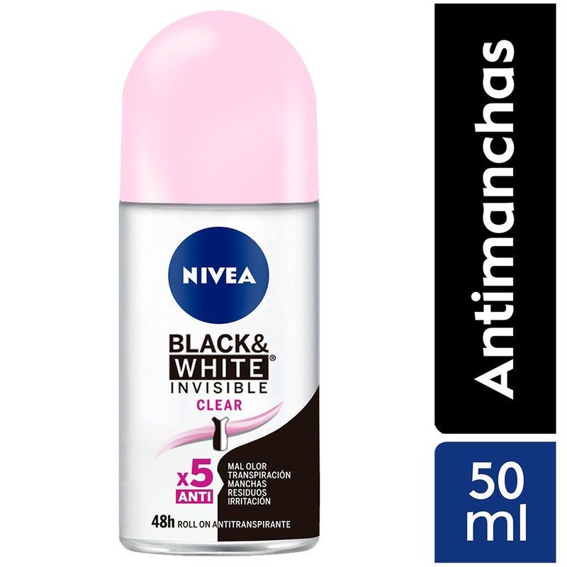 NIVEA - Desodorante Nivea Roll On B&W Clear Envase 50 mL