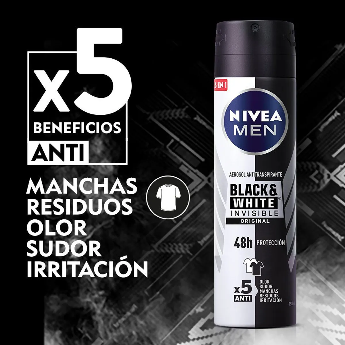 NIVEA - Desodorante en Spray Nivea Invisible B&W Hombre Envase 150 mL