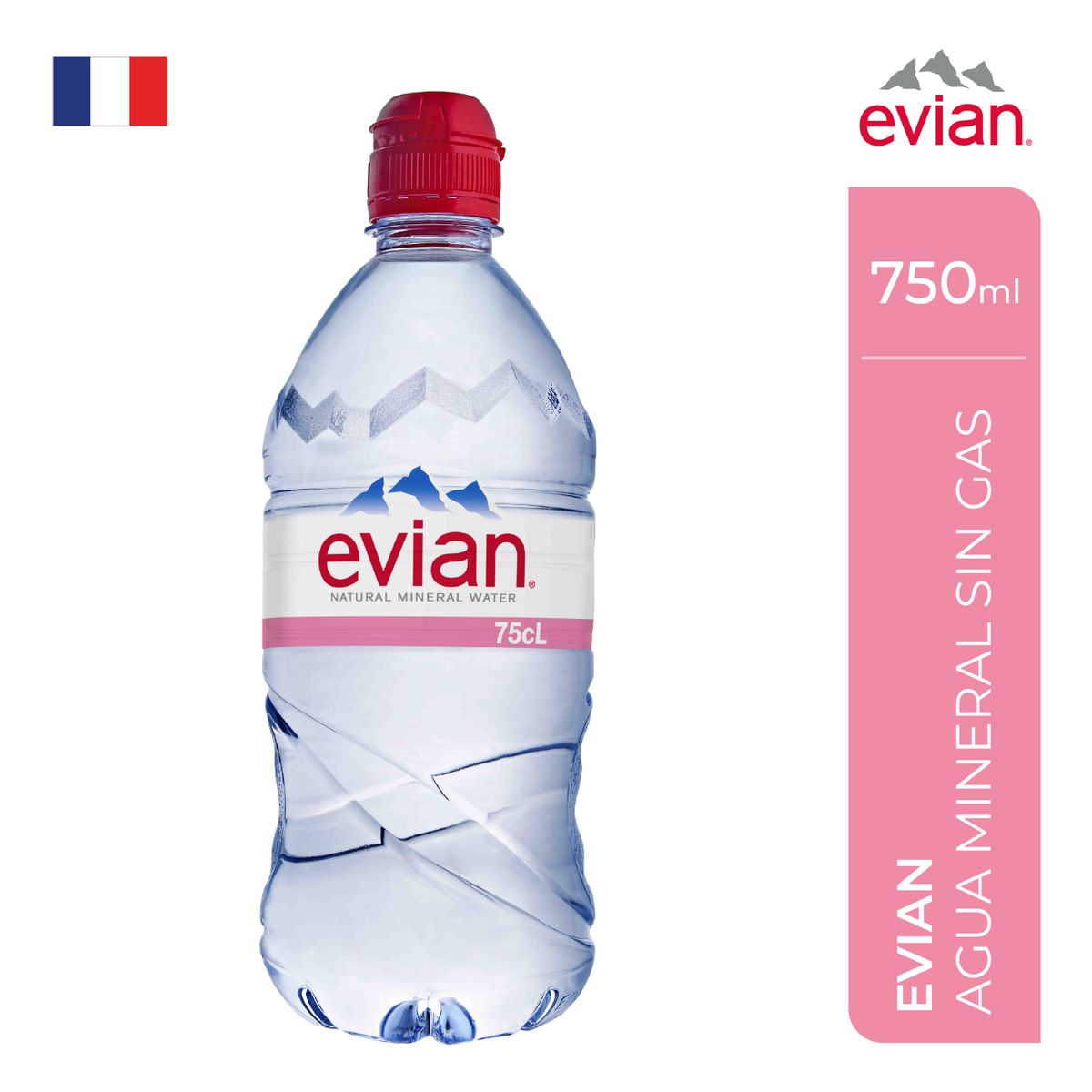 EVIAN - Agua Mineral Evian Tapa Deportiva Botella 750 mL