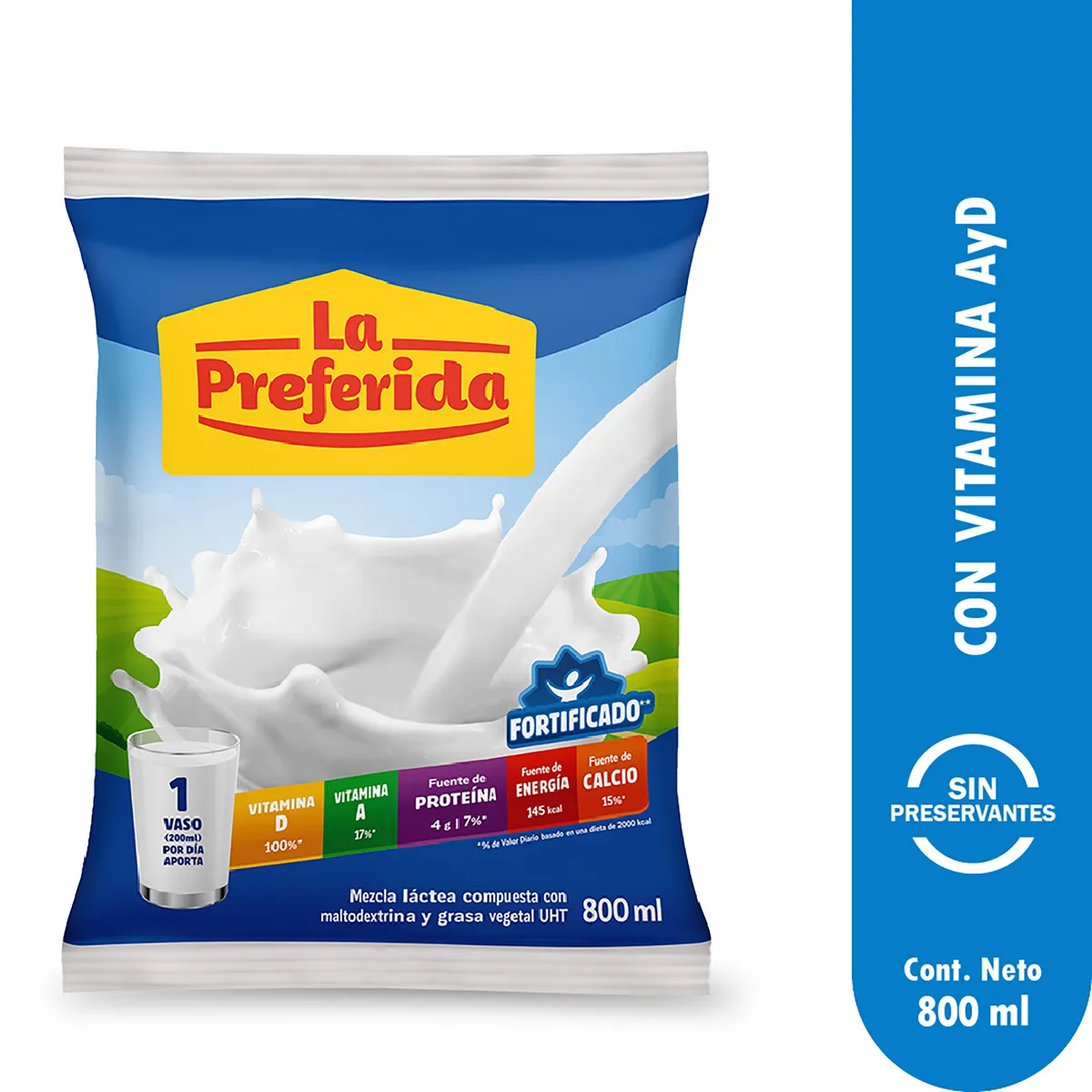 LA PREFERIDA - Leche UHT La Preferida Bolsa 800 mL