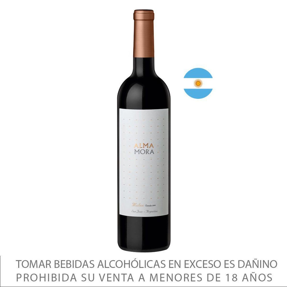 LAS MORAS - Vino Tinto Malbec Las Moras Alma Mora Botella 750 mL