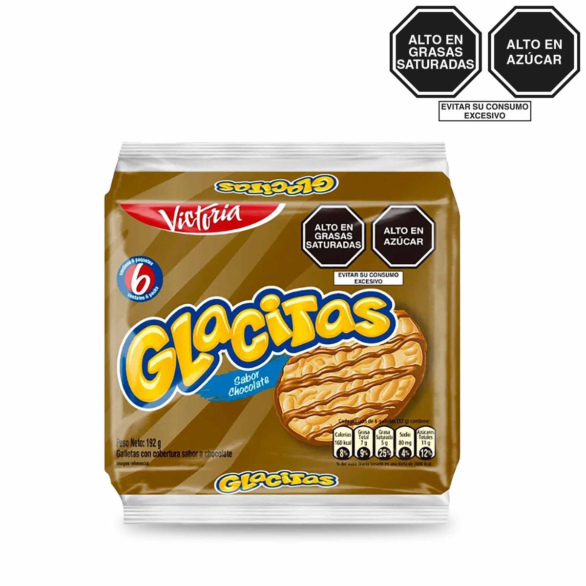 VICTORIA - Galletas Glacitas Chocolate Sixpack 192 g