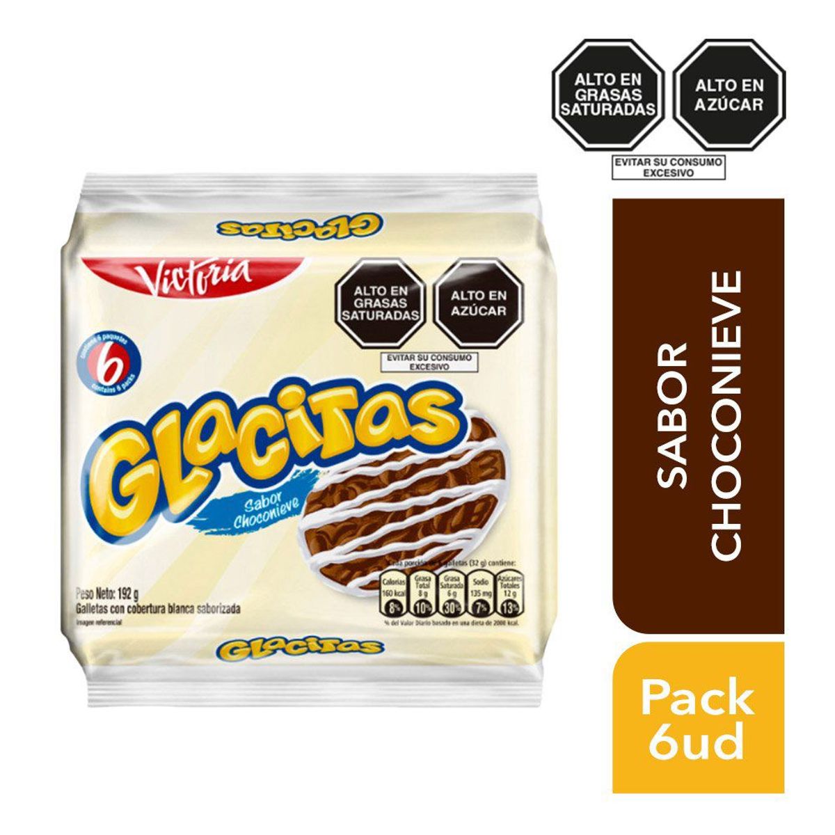 VICTORIA - Galletas Glacitas Choco Nieve Sixpack 192 g