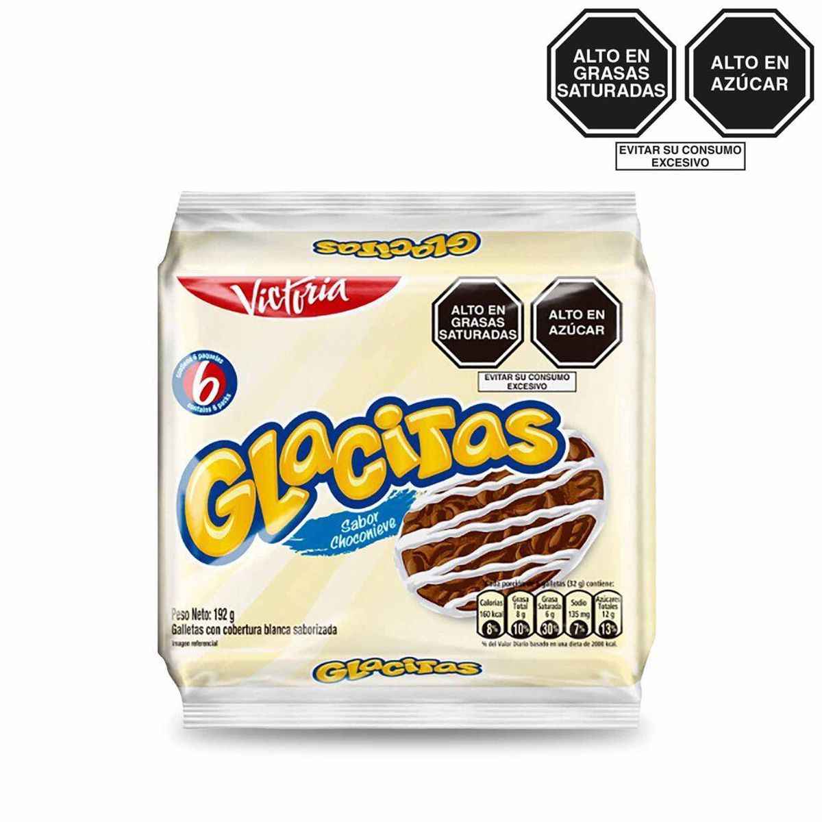 VICTORIA - Galletas Glacitas Choco Nieve Sixpack 192 g