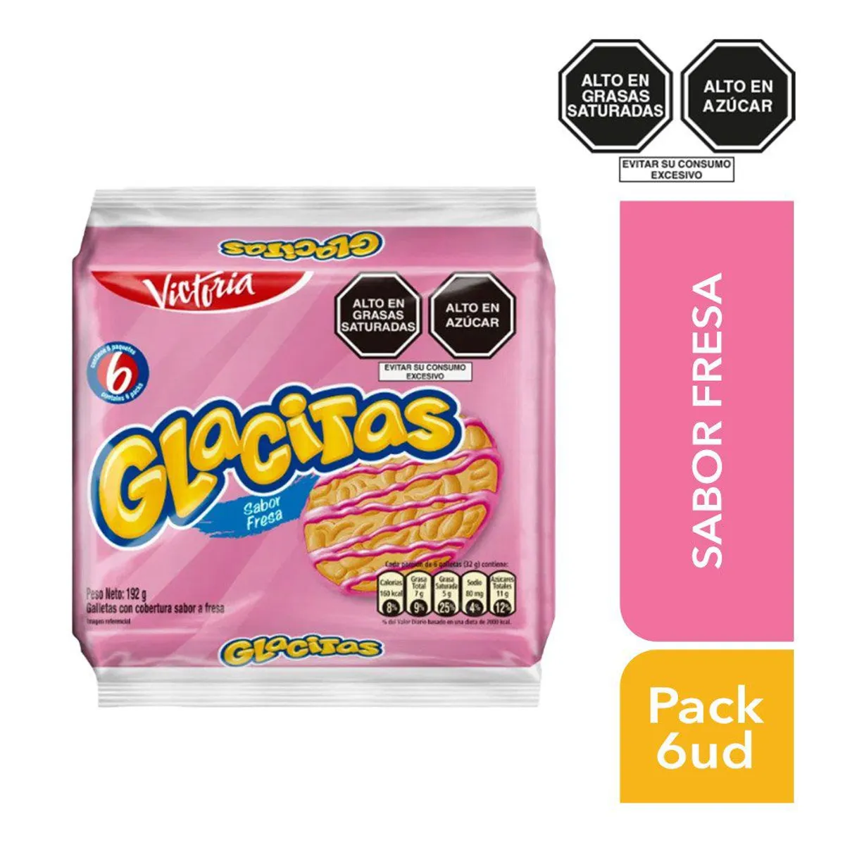 VICTORIA - Galletas Glacitas Fresa Sixpack 192 g