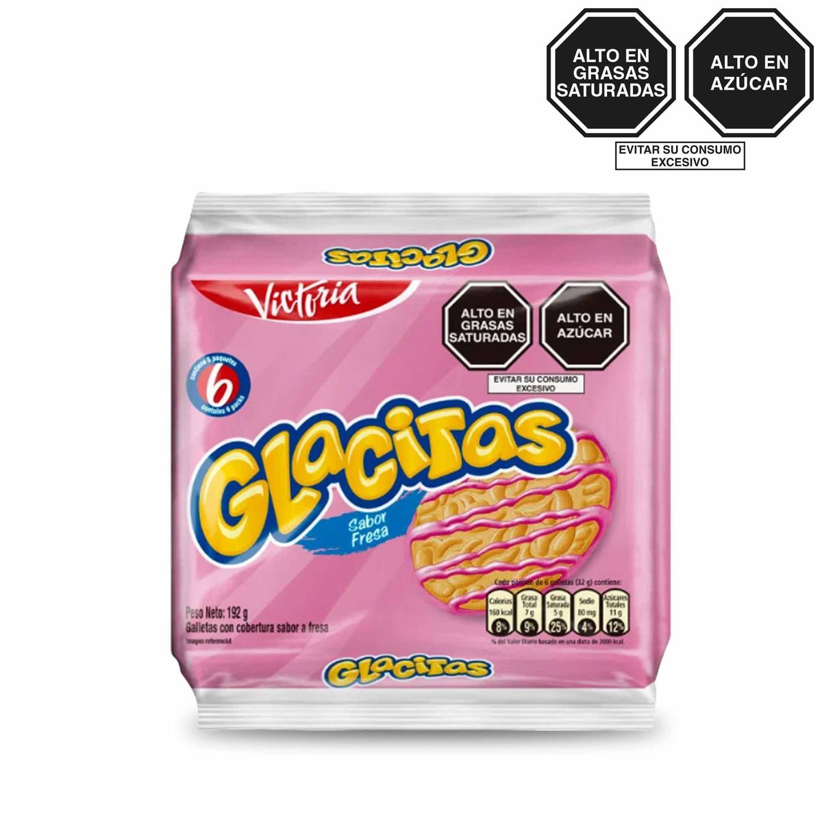 VICTORIA - Galletas Glacitas Fresa Sixpack 192 g