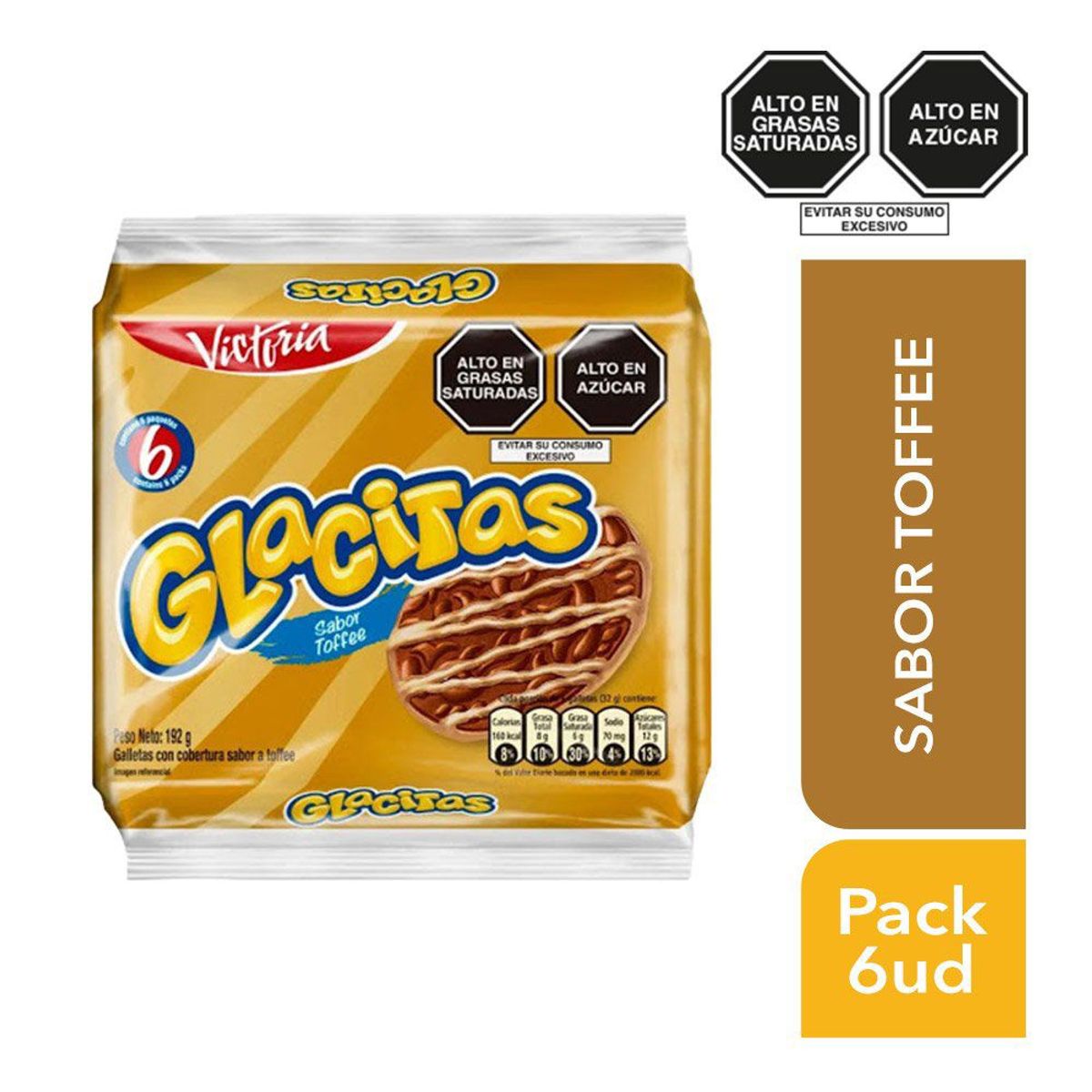 VICTORIA - Galletas Glacitas Toffee Sixpack 192 g