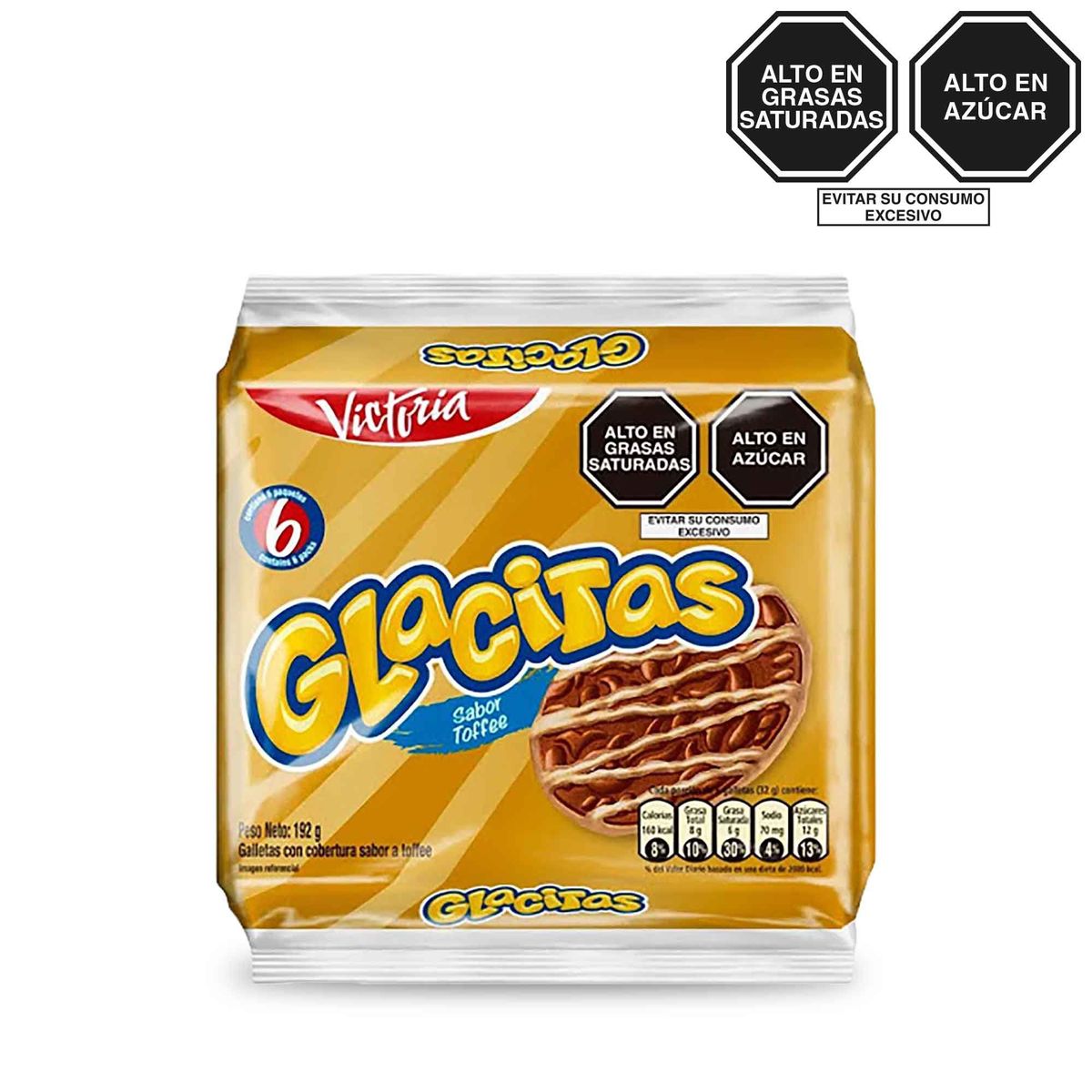 VICTORIA - Galletas Glacitas Toffee Sixpack 192 g