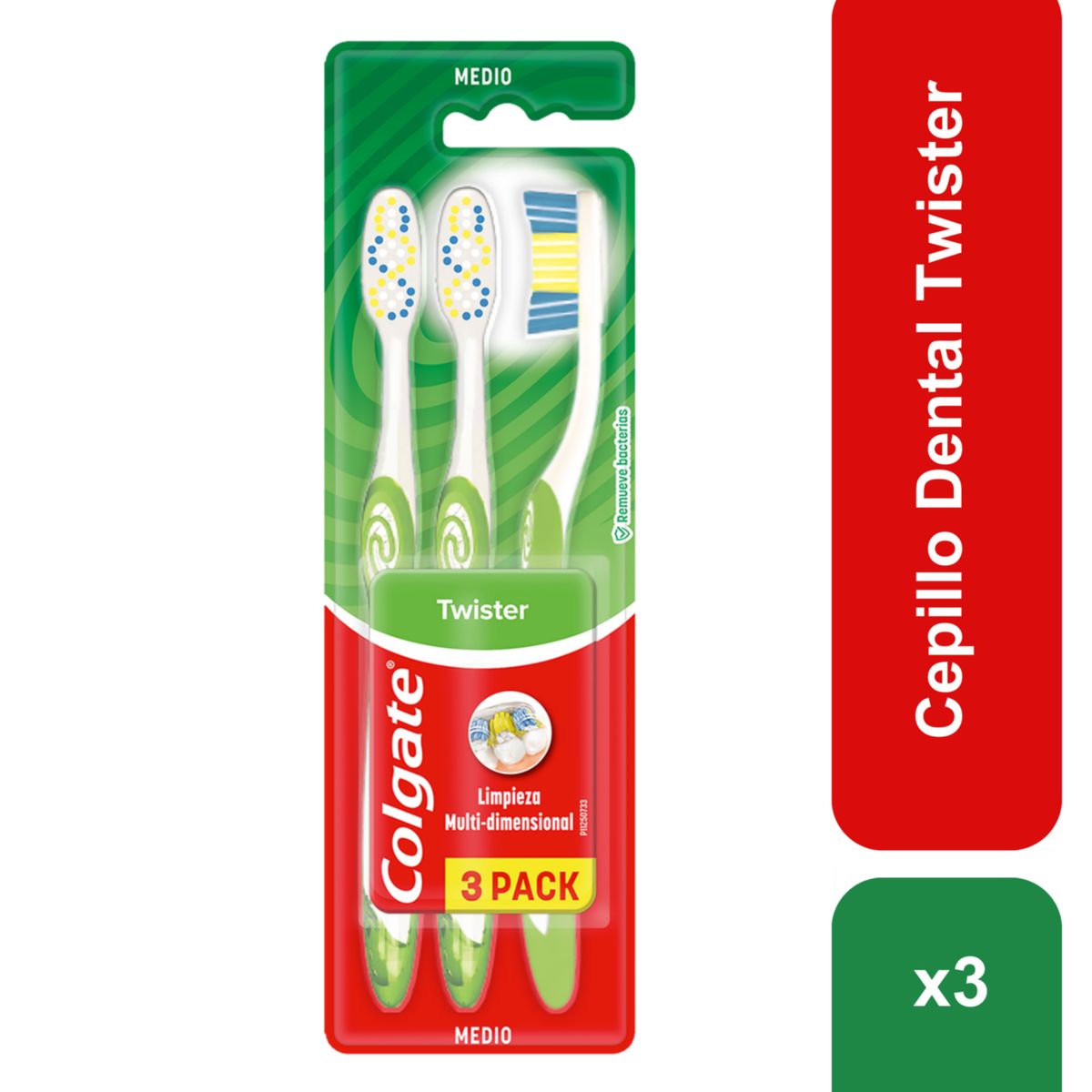 COLGATE - Cepillo Dental Colgate Twister Medio Empaque 3 Und