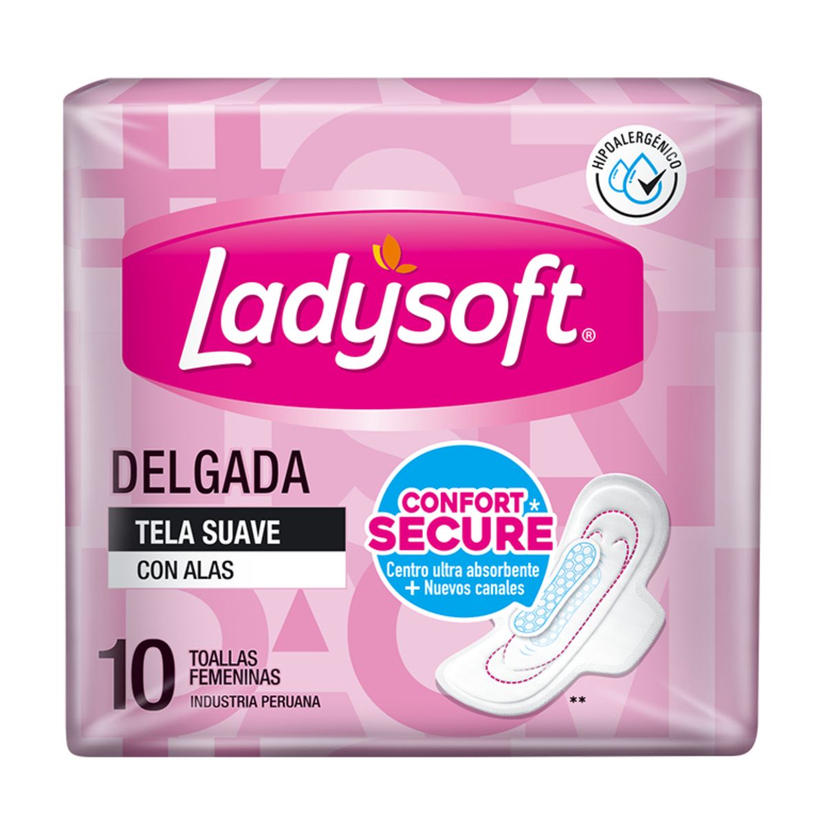 LADYSOFT - Toallas Higiénicas Ladysoft Delgada con Alas Empaque 10 Und