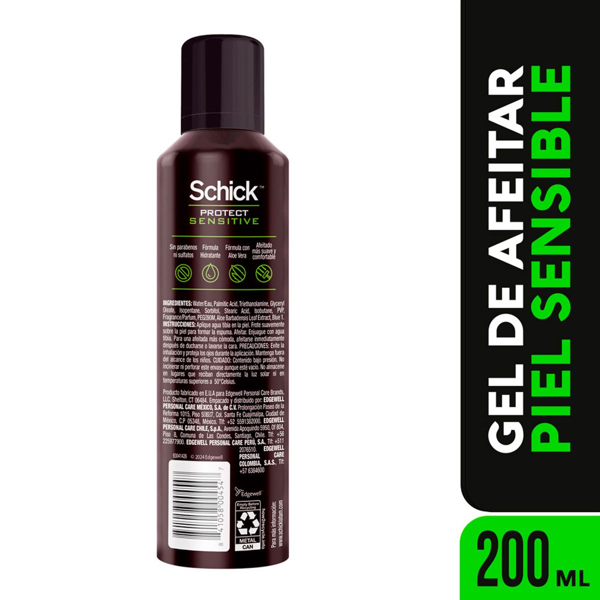 SCHICK - Gel de Afeitar Schick Piel Sensible Envase 200 mL