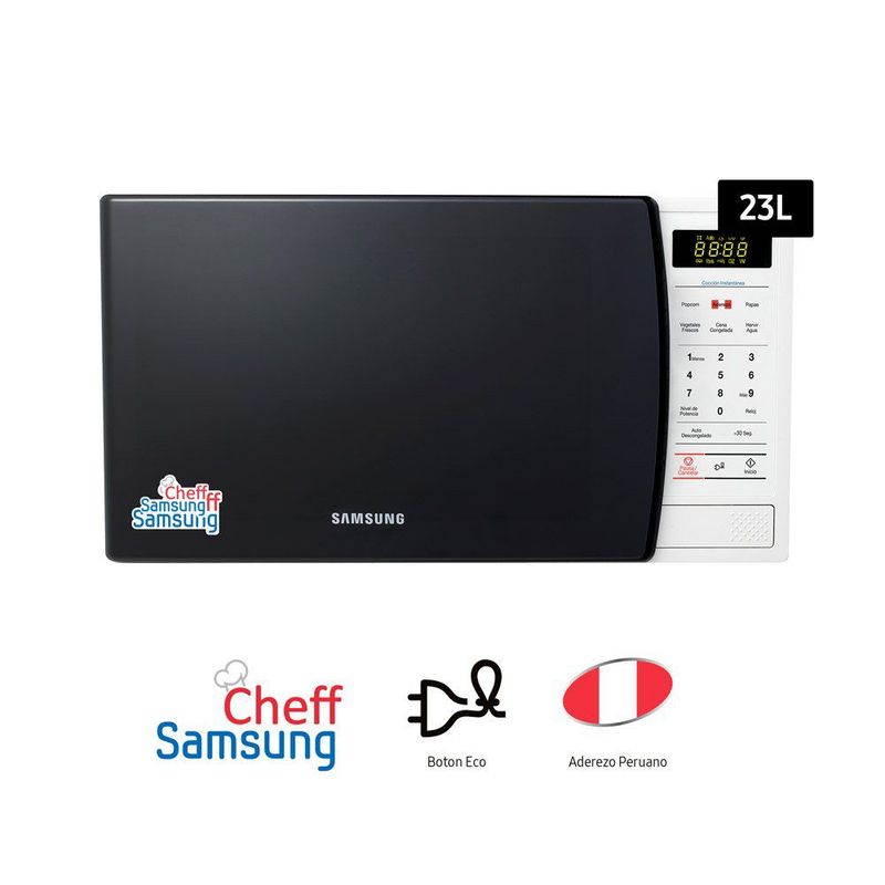 SAMSUNG - Microondas 22L Blanco Puerta Negra Samsung