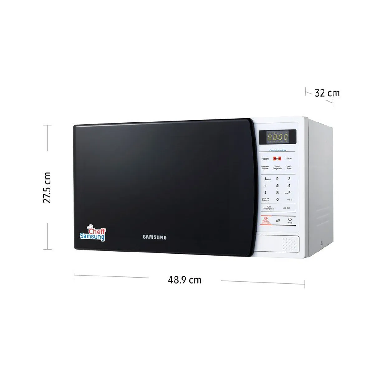 SAMSUNG - Microondas 22L Blanco Puerta Negra Samsung