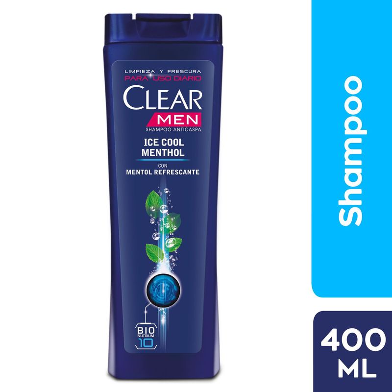 CLEAR - Shampoo Clear Hombre Anti Caspa Ice Cool Mentol Botella 400 mL