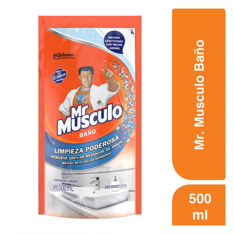 MR MUSCULO - Repuesto De Limpiador Líquido Mr Musculo Para Baño Doypack 500 mL