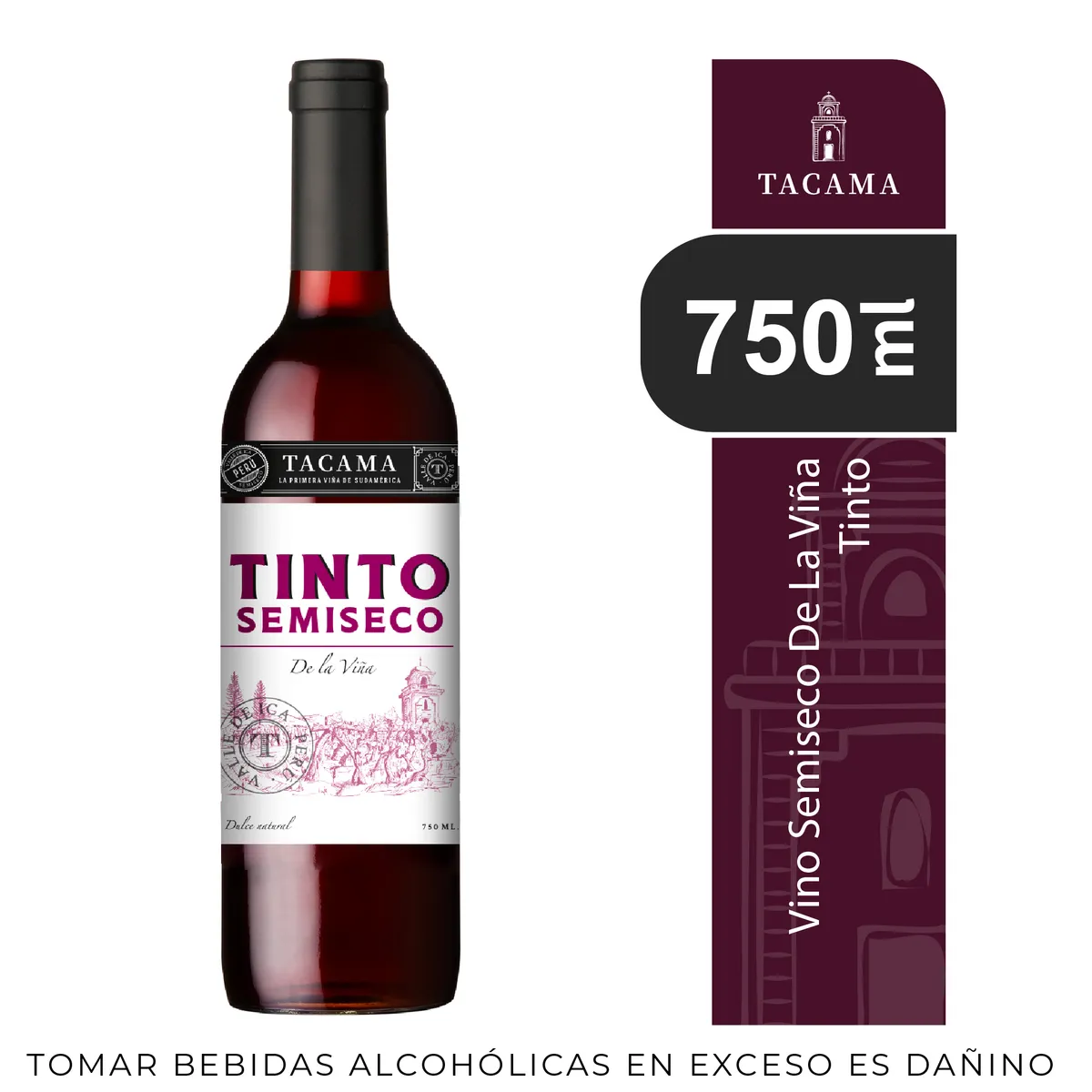 TACAMA - Vino Tacama Tinto Semi Seco Dulce Natural Botella 750 mL