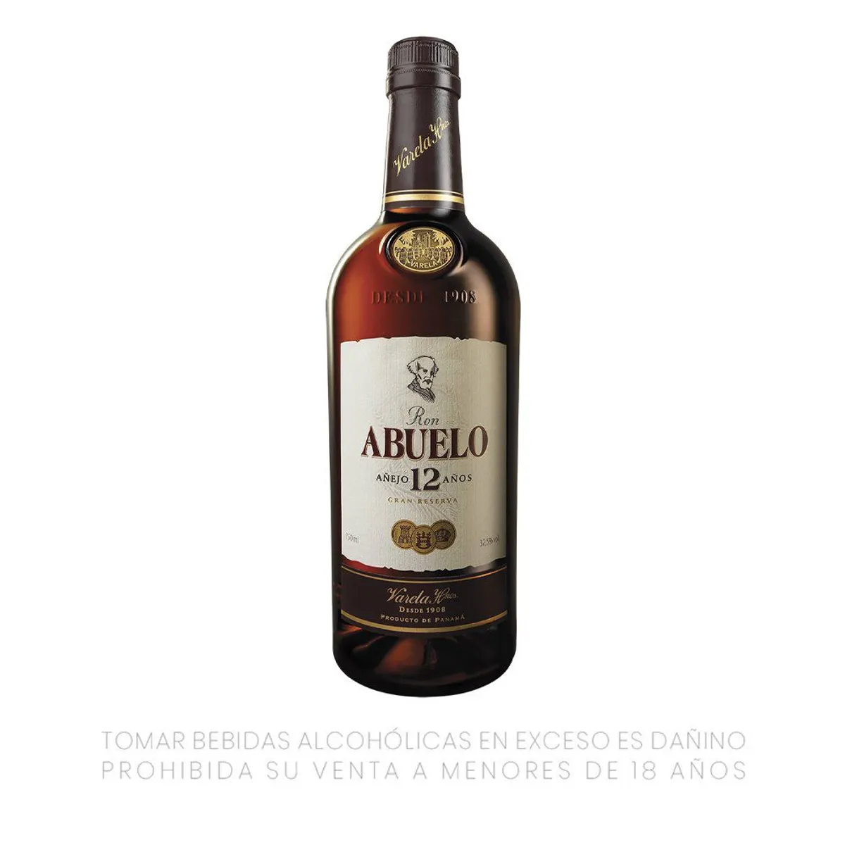 ABUELO - Ron Añejo 12 Años Abuelo 37.5° Botella 750 mL