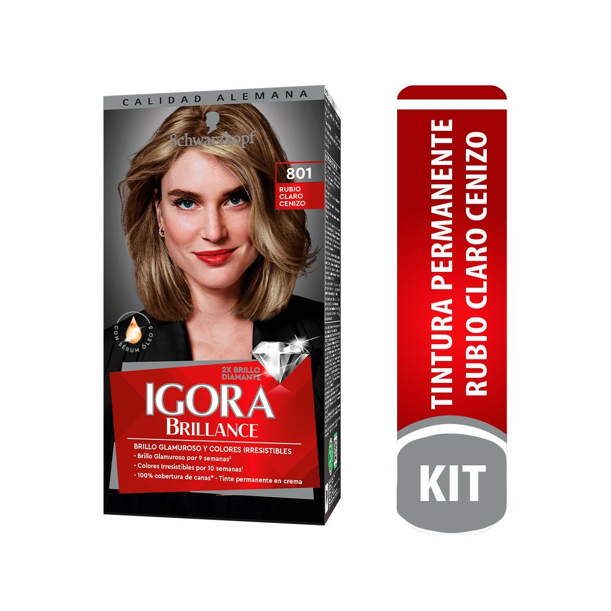 IGORA VITAL - Tinte Igora Brilliance Tono 8.01 Rubio Claro Cenizo