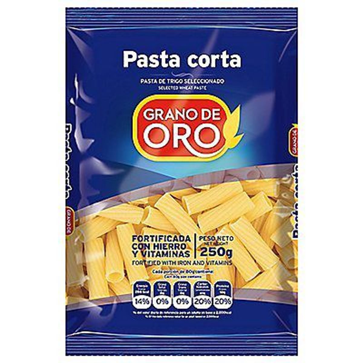 GRANO DE ORO - Fideo Rigatoni Grano de Oro Empaque 250 g