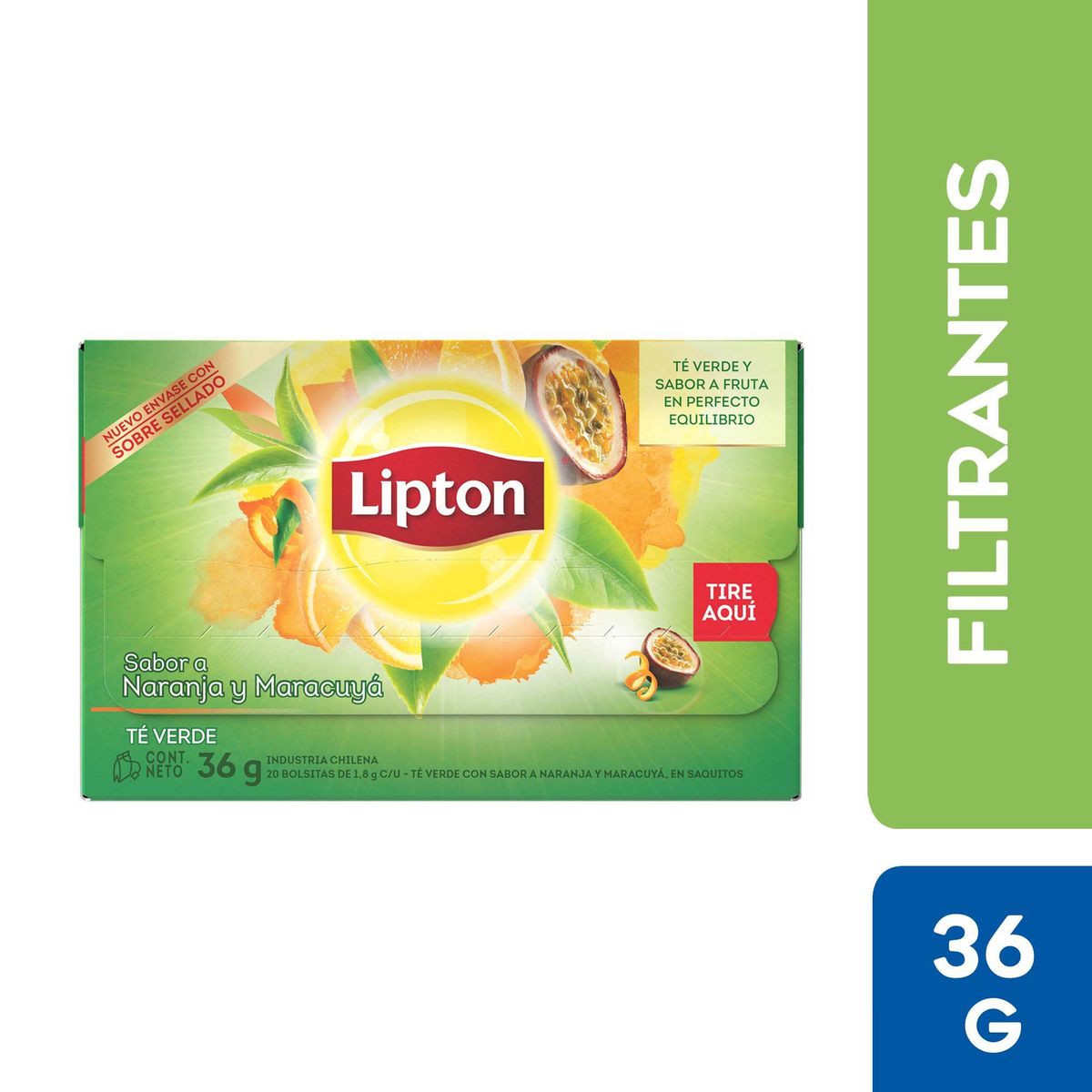 LIPTON - Té Verde Lipton Sabor Naranja y Maracuyá 20 Filtrantes