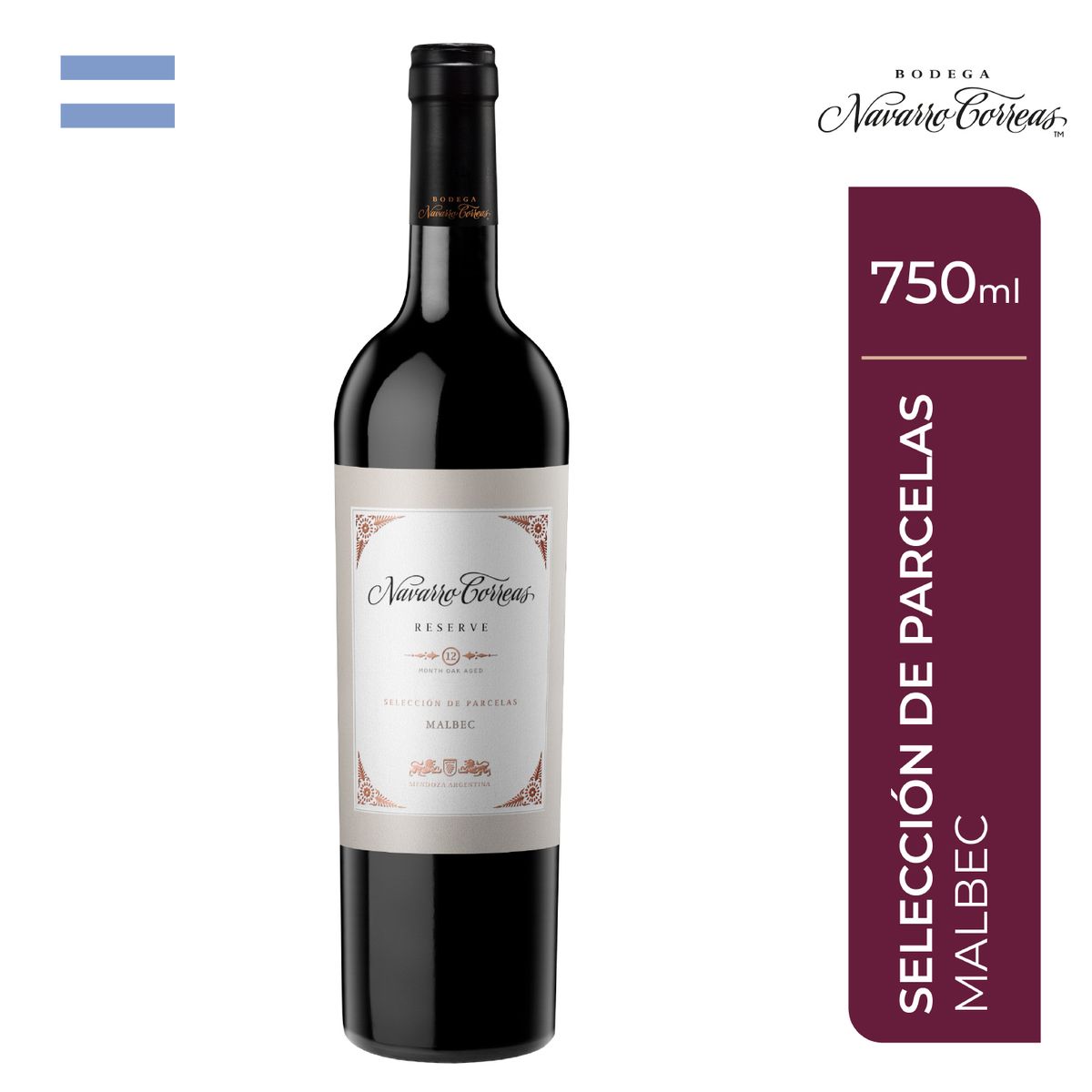 NAVARRO CORREAS - Vino Tinto Navarro Correas Selección de Parcelas Malbec Botella 750 mL