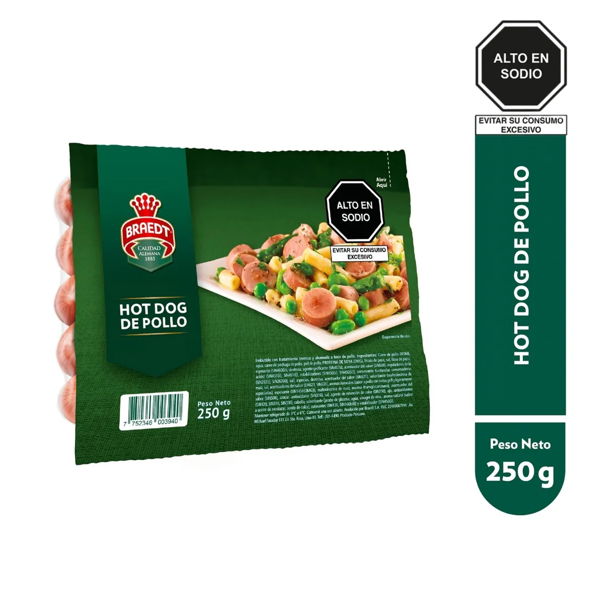 BRAEDT - Hot Dog de Pollo Braedt Empaque 250 g