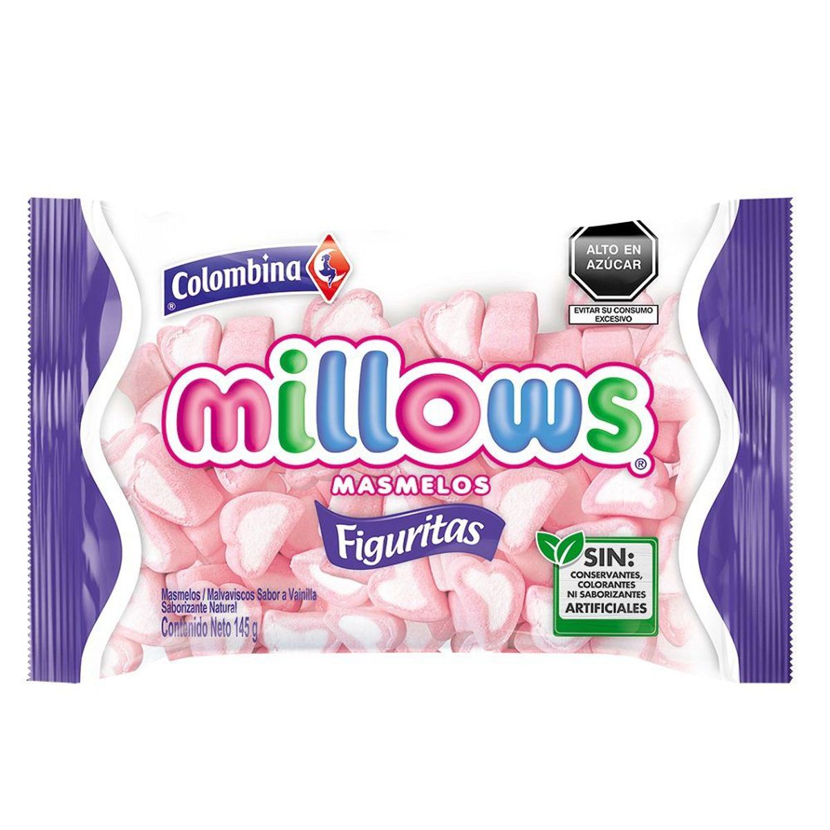 COLOMBINA - Marshmallows Colombina Millows Corazones Bolsa 145 g
