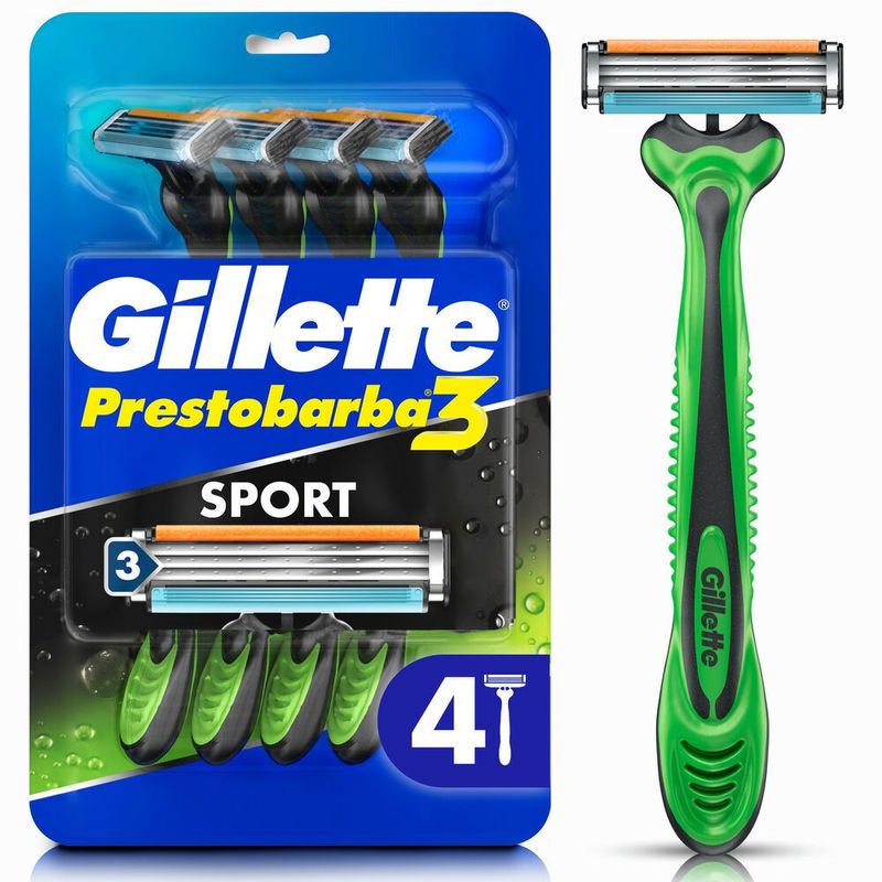 GILLETTE - Máquina De Afeitar Gillette Prestobarba 3 Sport Con 3 Hojas Pack 4 Und